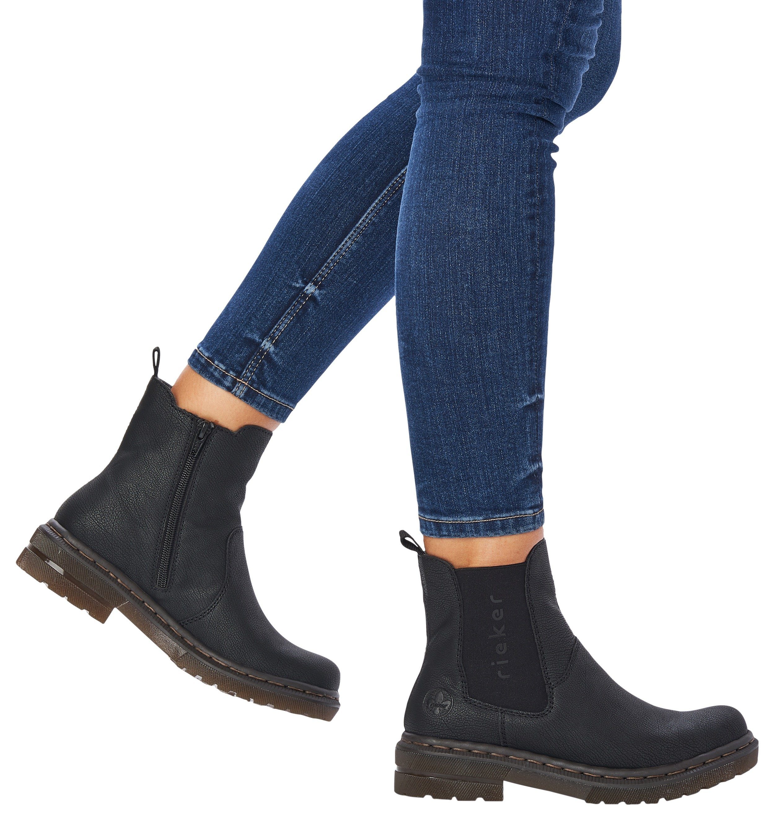 Rieker Chelsea-boots met logo-opschrift aan de stretchinzet