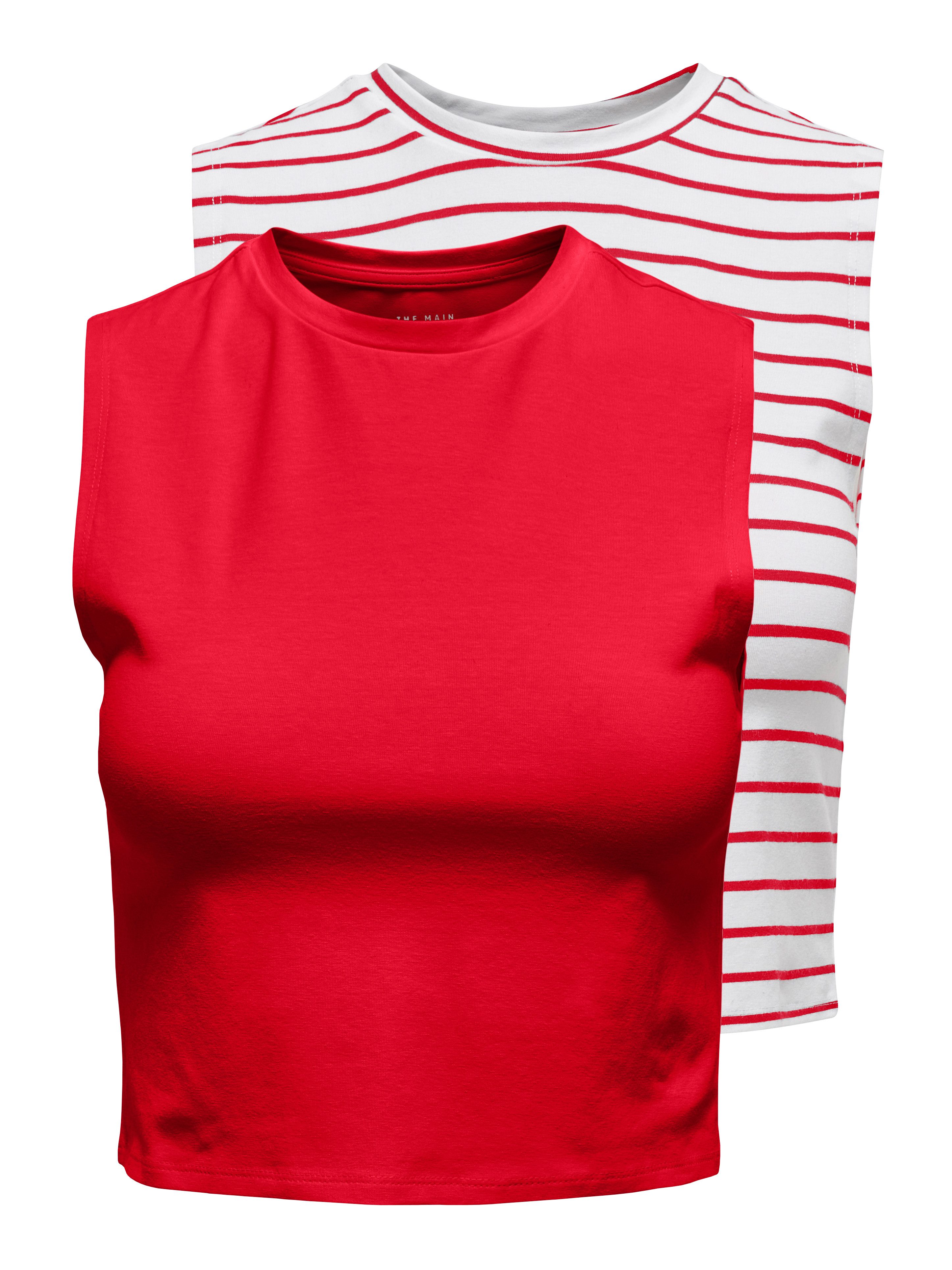 Only Crop-top ONLCHOICE S/L 2-PACK TOP BOX JRS (set, 2-delig) dames tops maat S (36) rood