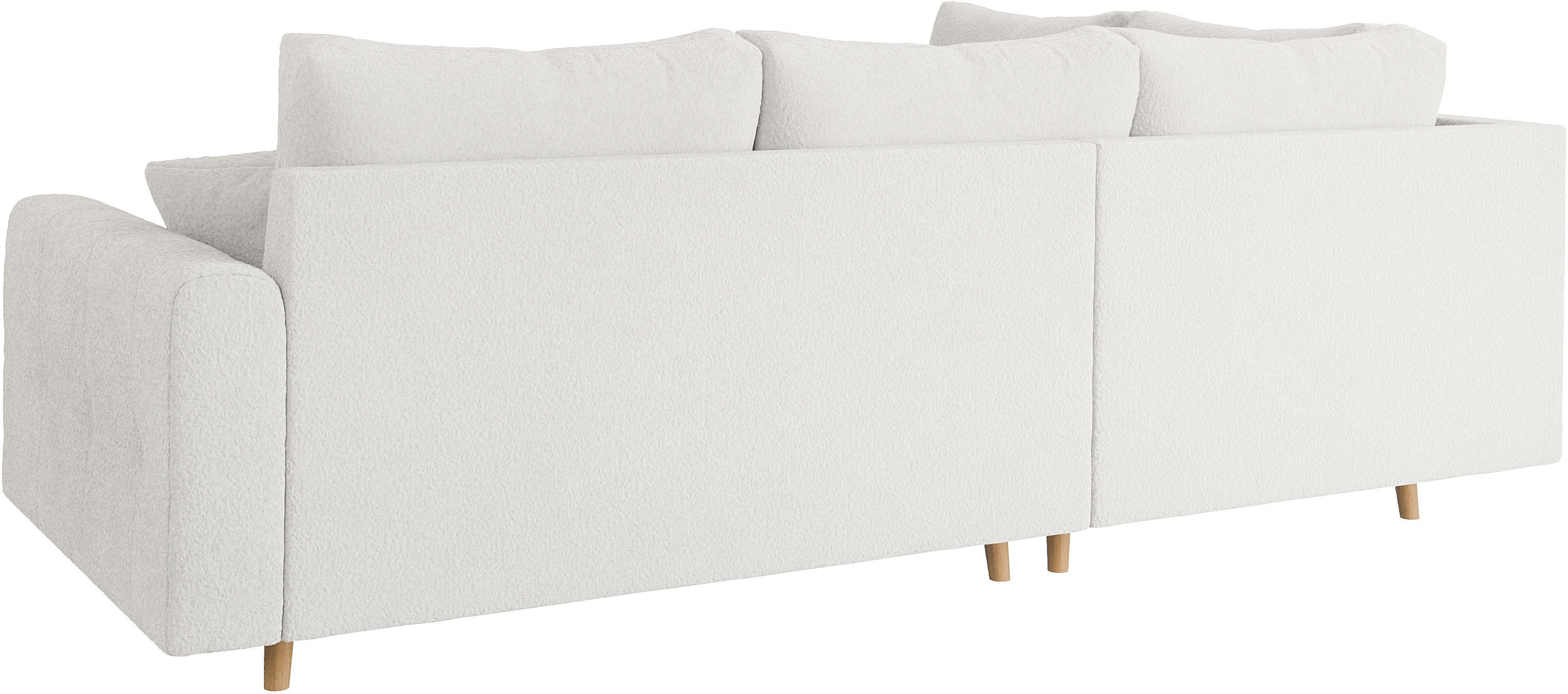 Home affaire Hoekbank CHARRE L-vorm met ottomane, afmetingen B/D/H: 231/161/81 cm fijne stiksels, losse rug- en sierkussens, ook in cord en bouclé