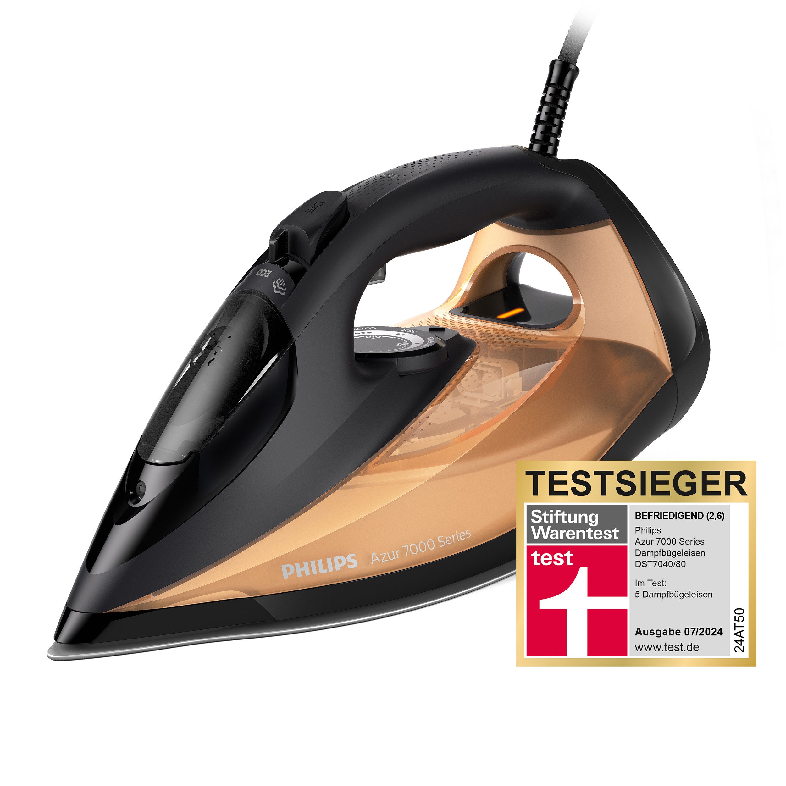 Philips Stoomstrijkijzer DST7040/80 SteamGlide Elite strijkzool, 300 ml waterreservoir en 50 gr/min continue stoomopbrengst