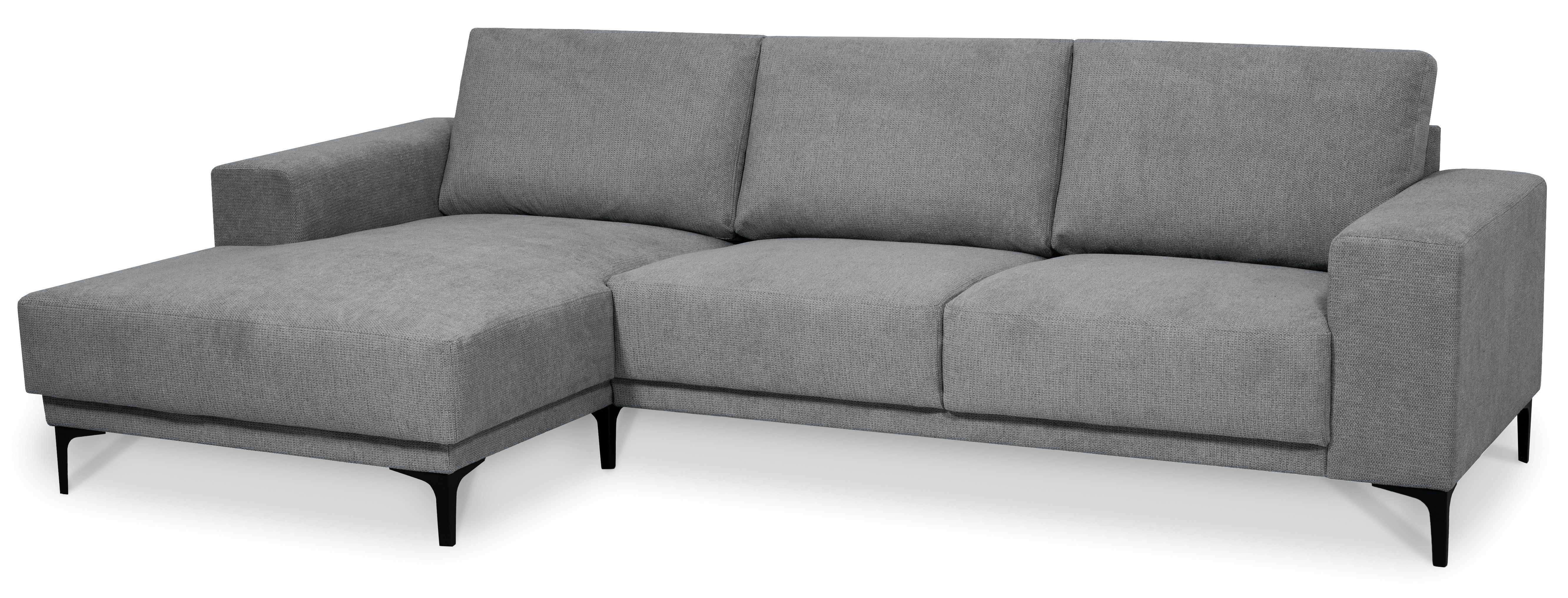 Places of Style Hoekbank Xander, L-model, Breedte 280 cm, soft-touch chenille, zwarte metalen voeten