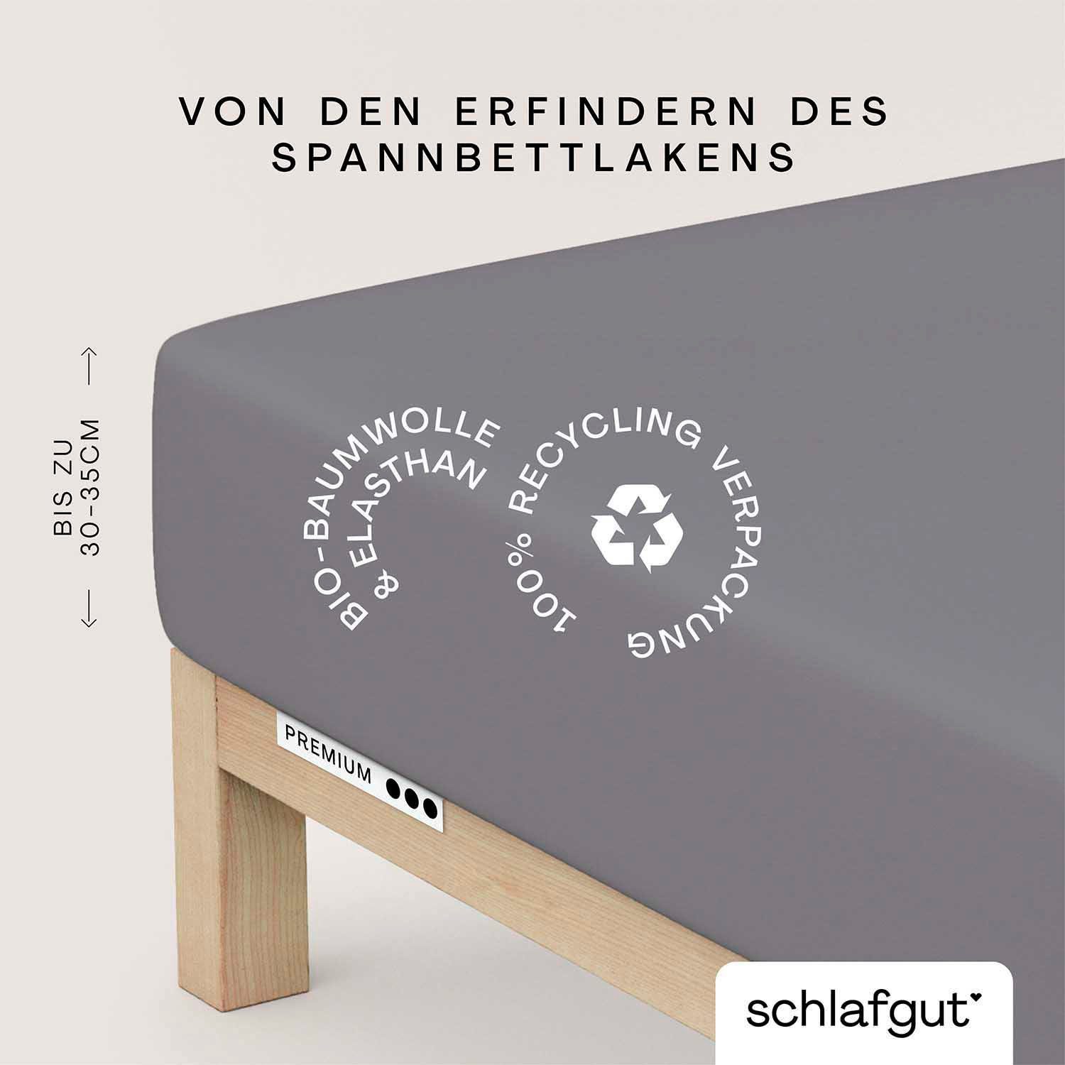 Schlafgut Hoeslaken Premium (1 stuk) hoeslakens maat 120-130 cm x 200-220 cm grijs