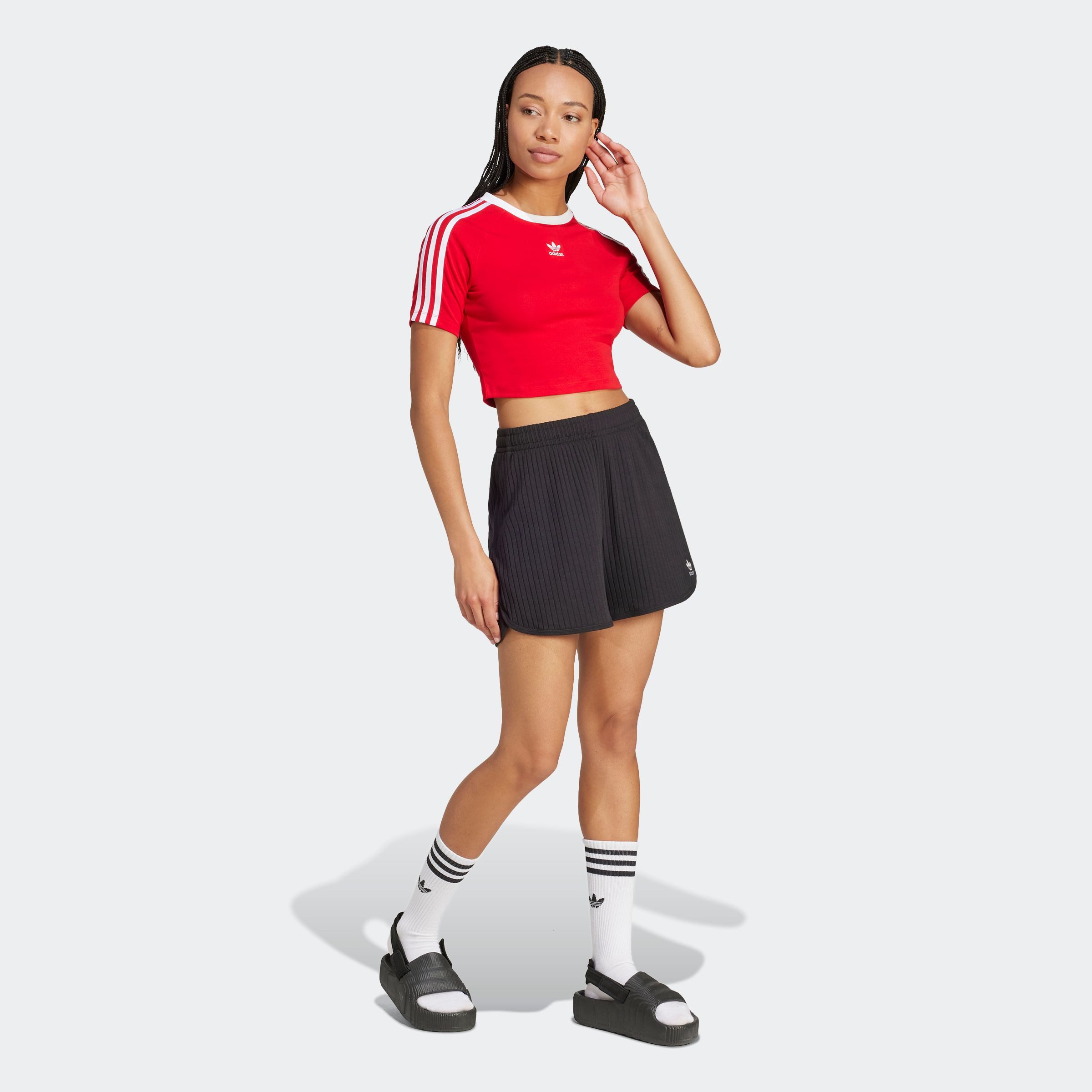 adidas Originals T-shirt 3 S BABY TEE Cropped drie-strepen shirt