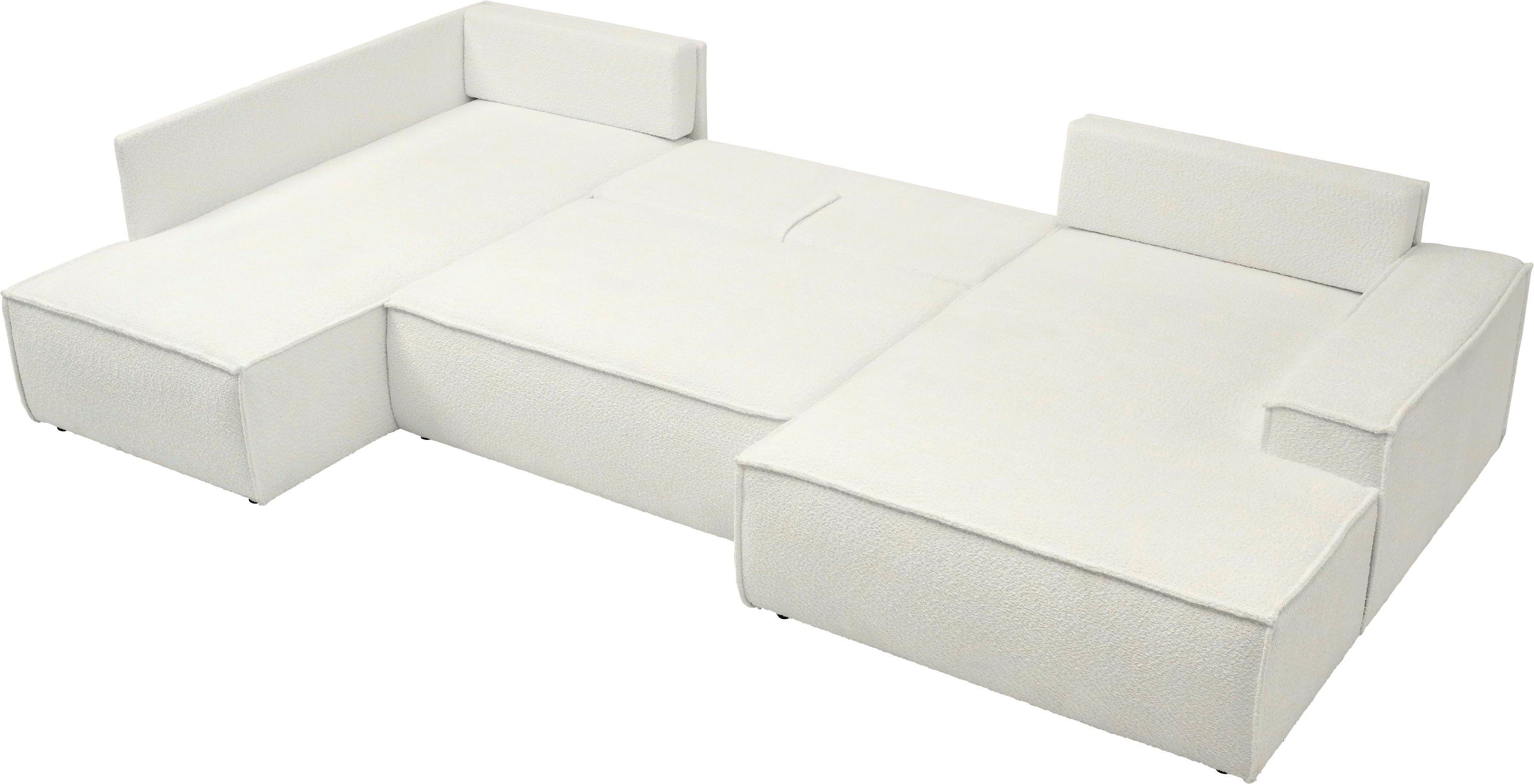 andas Zithoek FINNLEY U-model XXL 329 cm, bedbank, slaapfunctie m. bedkist