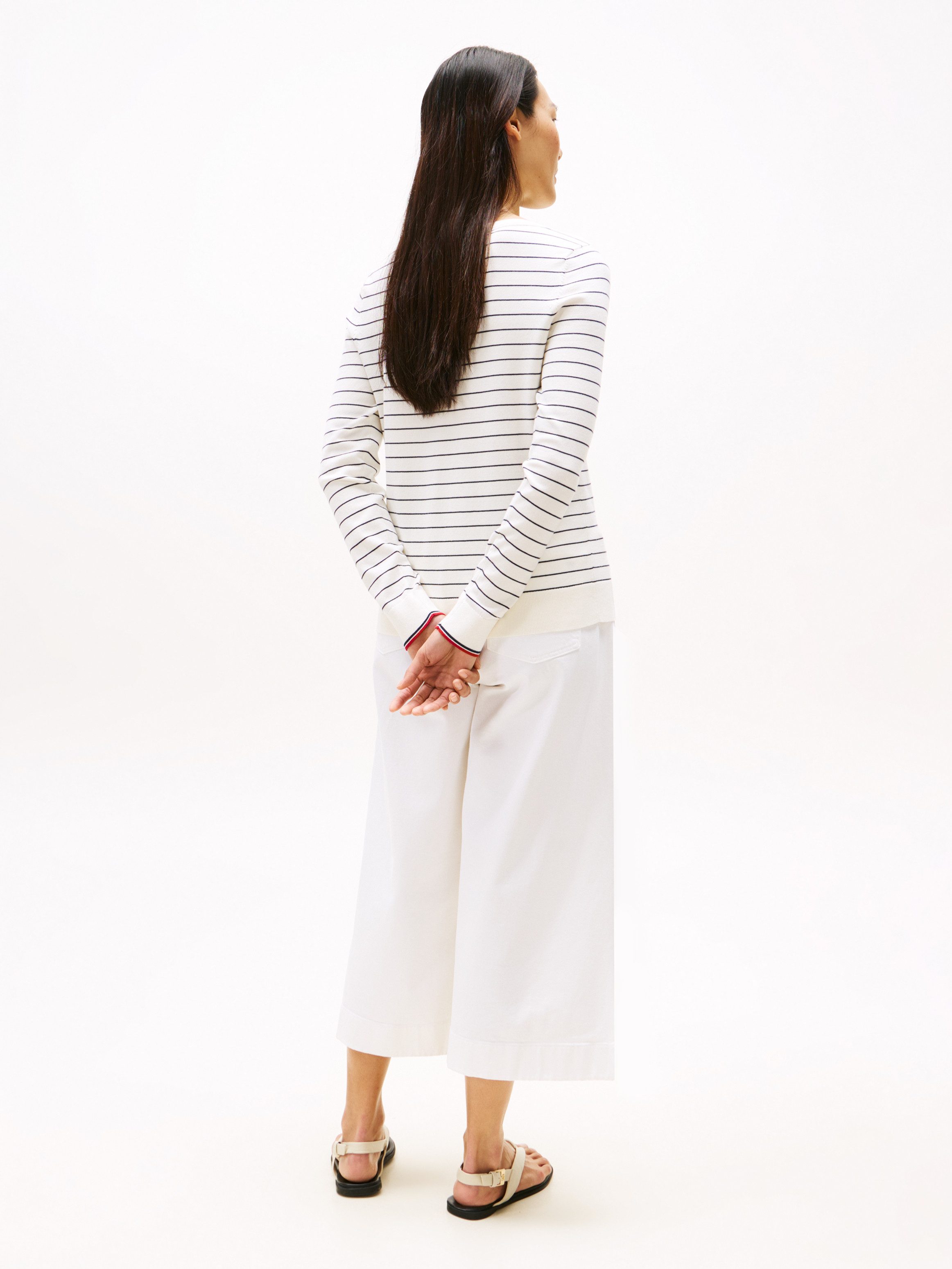 Tommy Hilfiger Gebreide trui CO JERSEY STITCH BOAT-NK SWEATER met tommy hilfiger-merklabel op de mouw