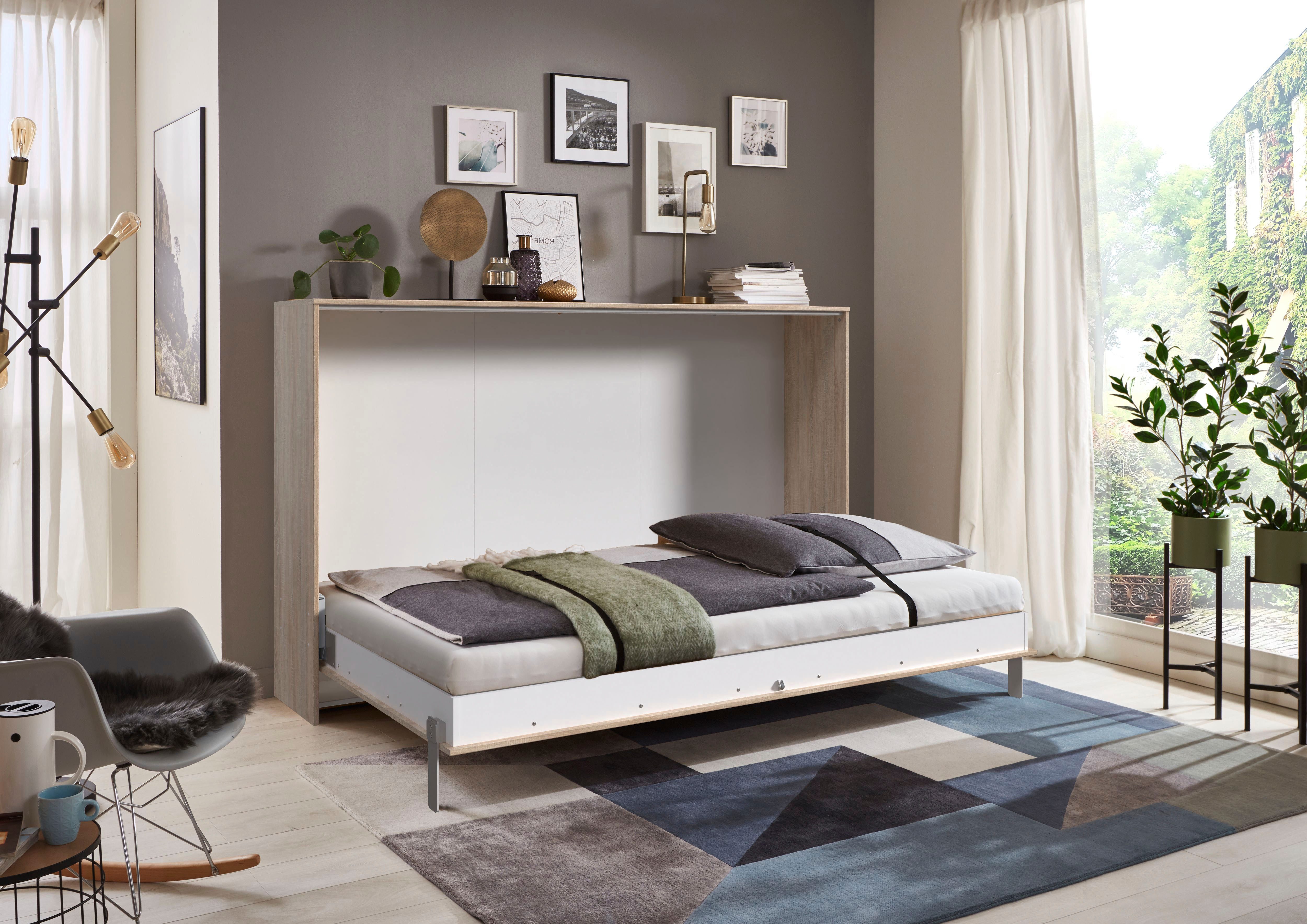 Wimex Verticaal opklapbed Juist kastklapbed logeerbed horizontaal opklapbaar, 3 ligplaatsen, met lattenbodem, made in germany
