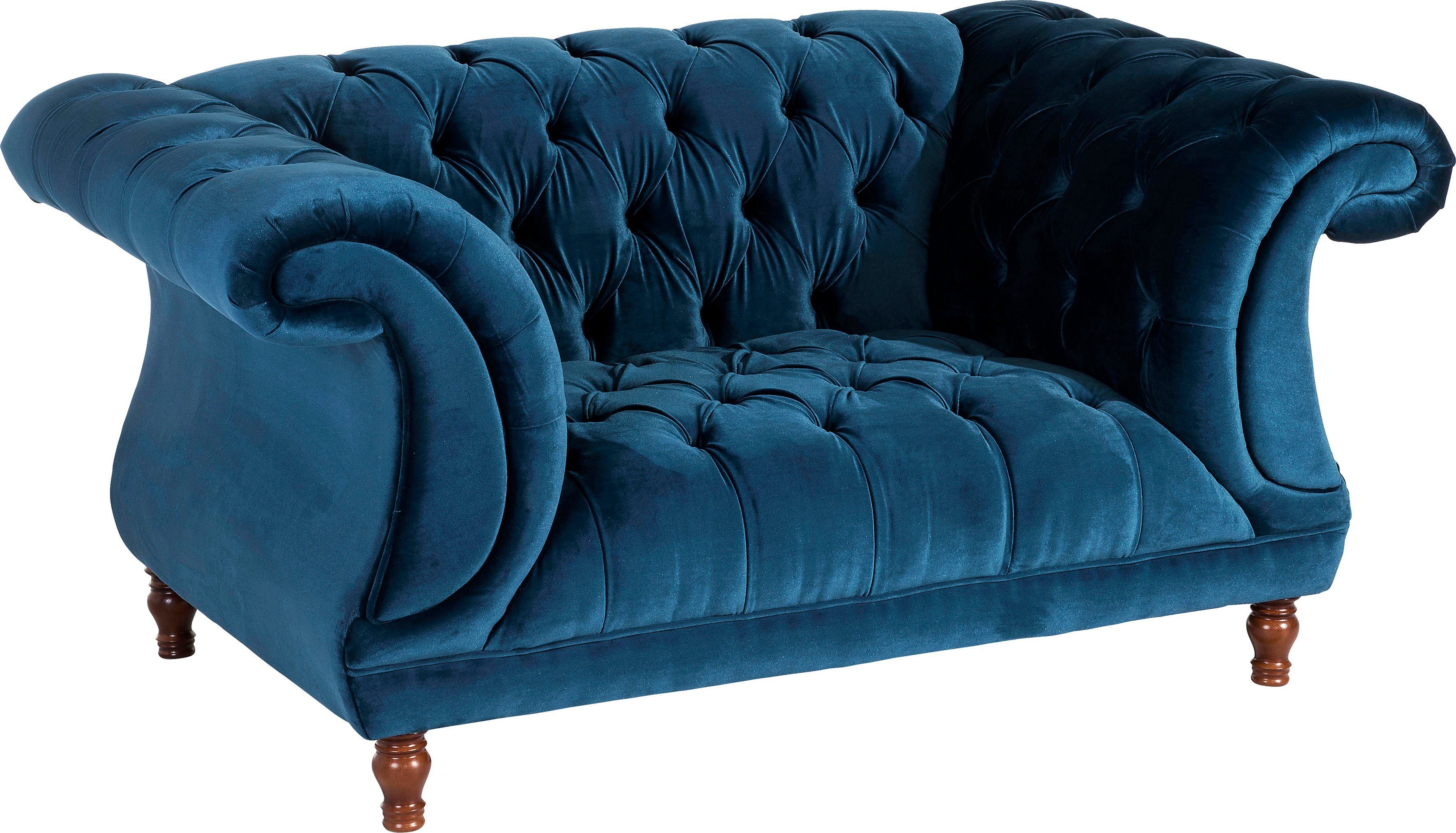 Max Winzer® Loveseat Isabelle, loungestoel Capitonnage & gedraaide poten in beuken notenkleur, breedte 167 cm