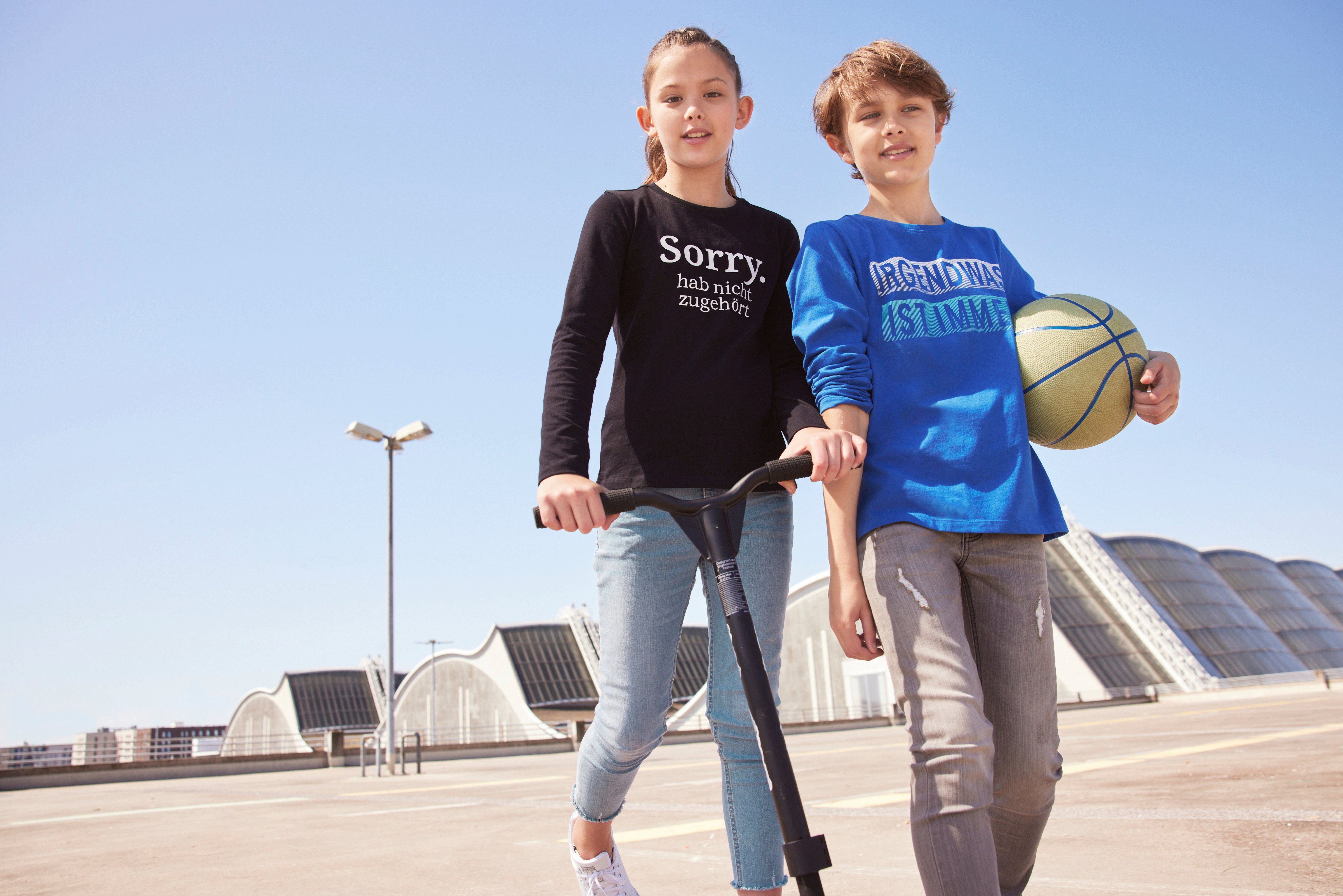 KIDSWORLD Shirt met lange mouwen Sorry. hab nicht zugehört Lange mouwen, basic pasvorm, met frisse print en statements