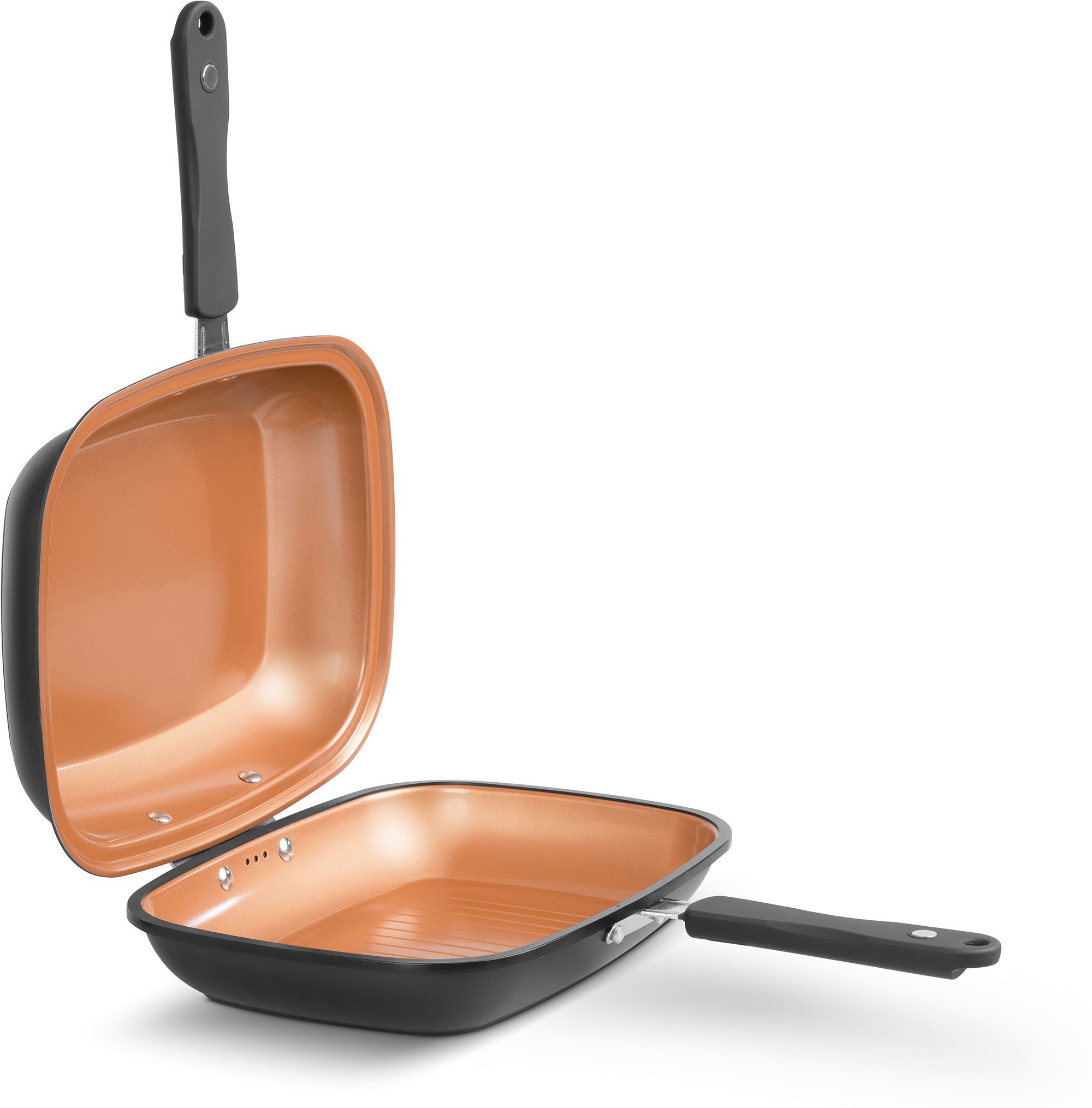 LIVINGTON Koekenpan Black Doubletta Basic Set 2-in-1 keerbare pan, inductie (1-delig)