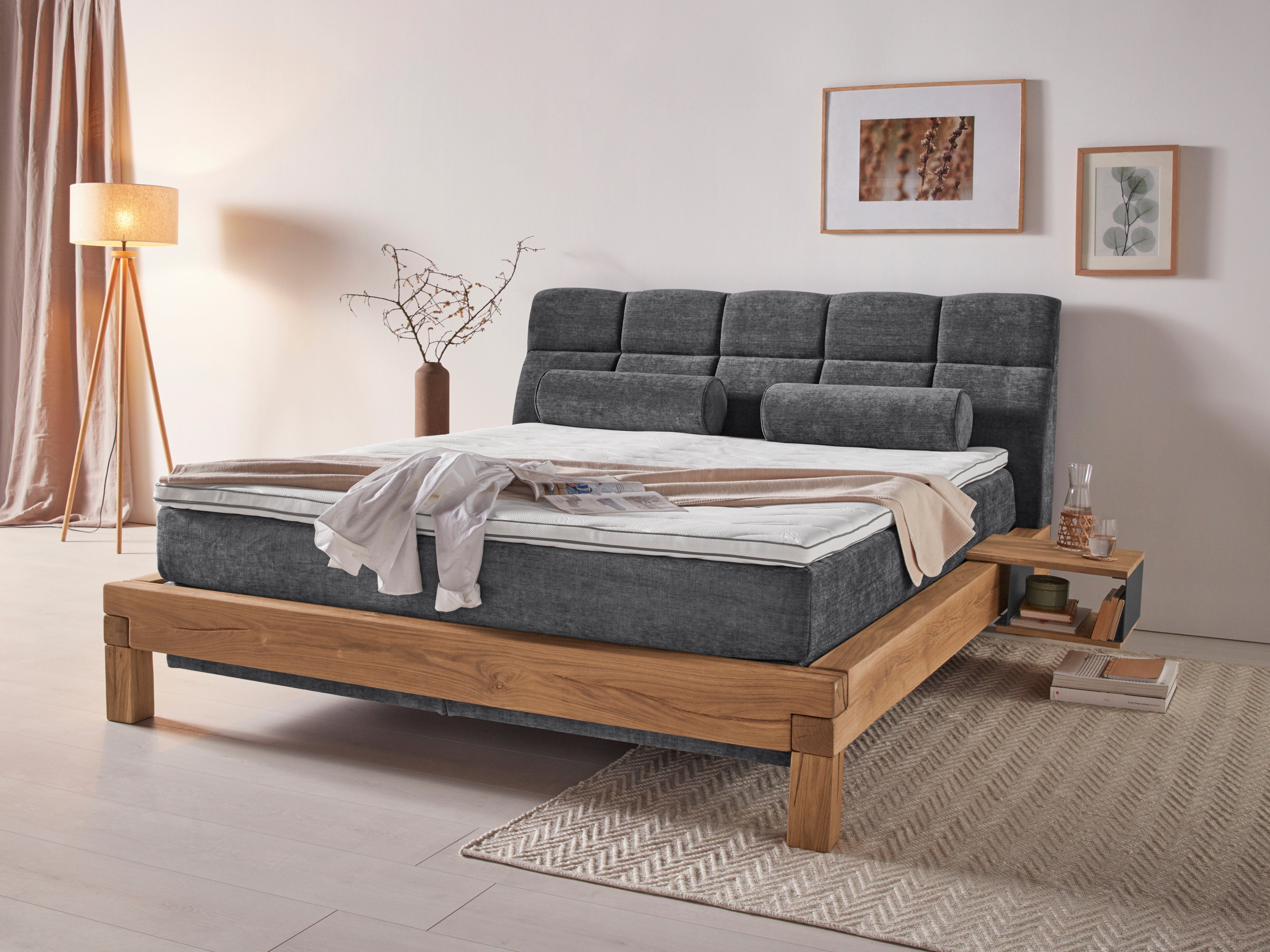 Home affaire Boxspring Villads Ligoppervlak: 180x200 cm, inside-boxspringonderbouw, gerecyclede stoffen boxsprings grijs