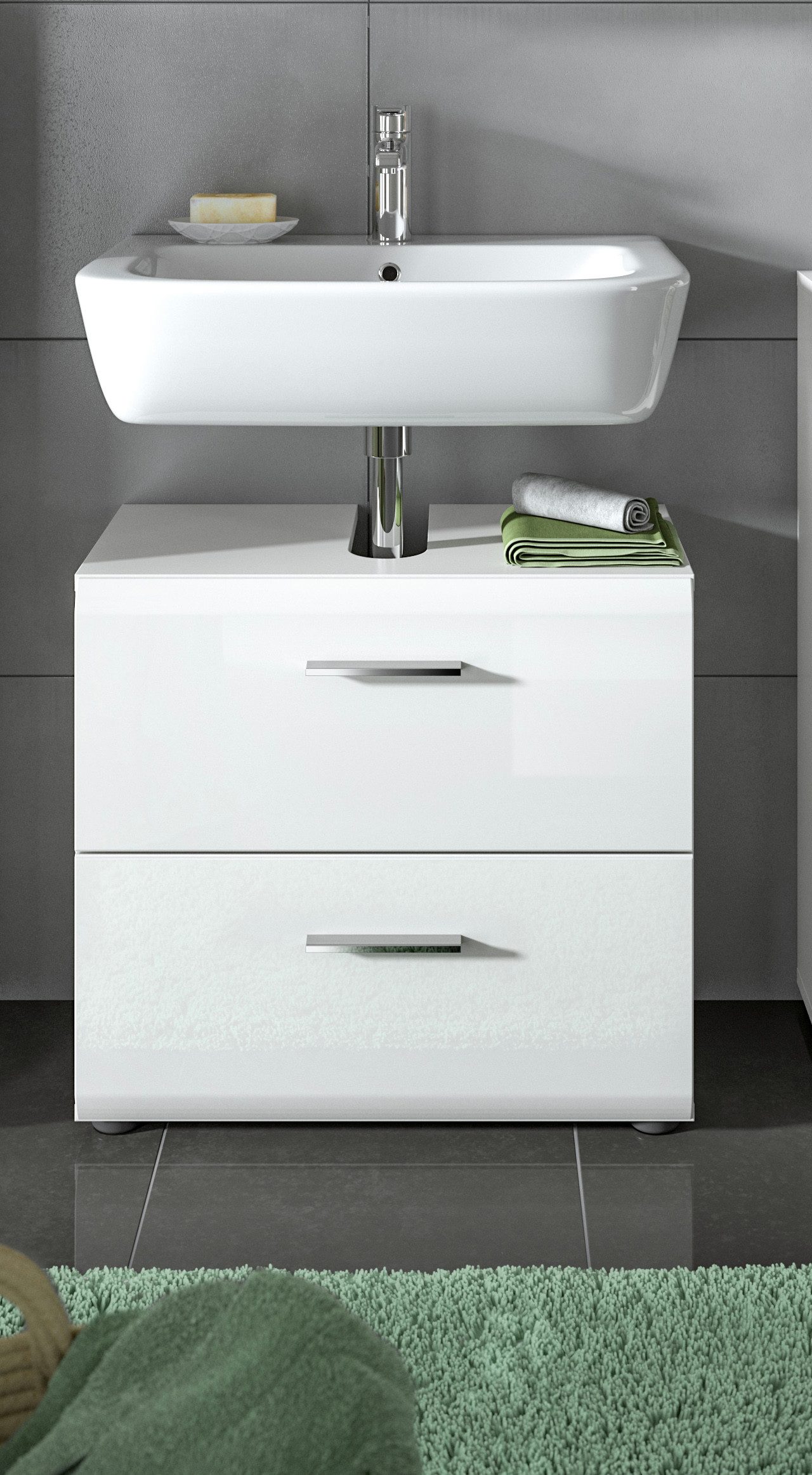 INOSIGN Wastafelonderkast FLORENZ, TOPSELLER!, Breedte 60 cm, 2 lades, incl. sifonaansluiting
