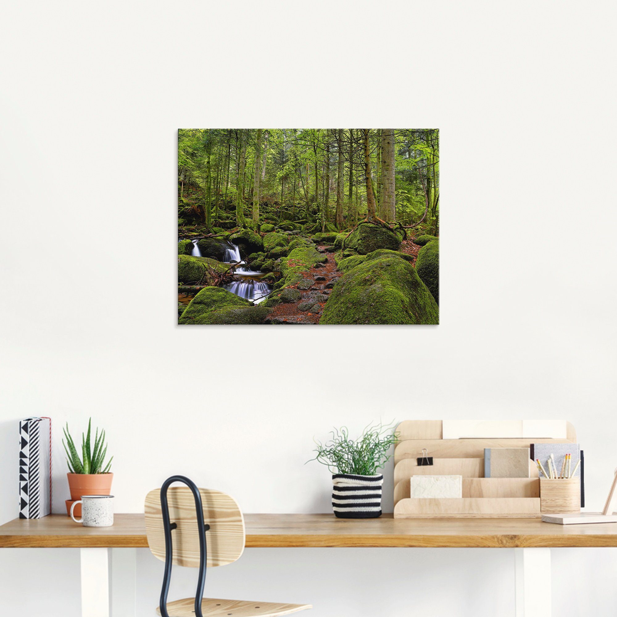 Artland Print op glas Toverbos met beek in verschillende maten