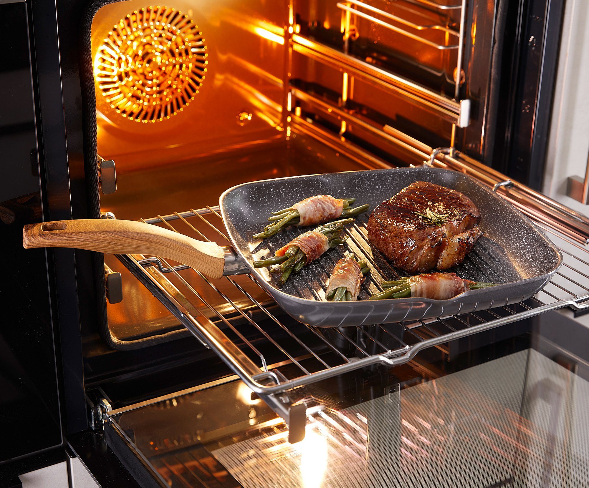 STONELINE Grillpan Back to Nature Ø 28 cm, 2 schenktuiten, inductie