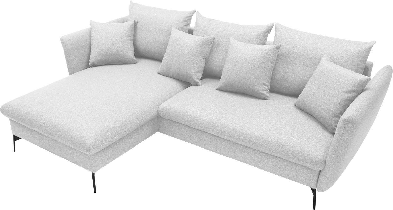 andas Hoekbank LIVORNO,258 cm, L-model, Slaapfunctie en bedlade (139/224 cm), fluweel, structuur, geweven stof