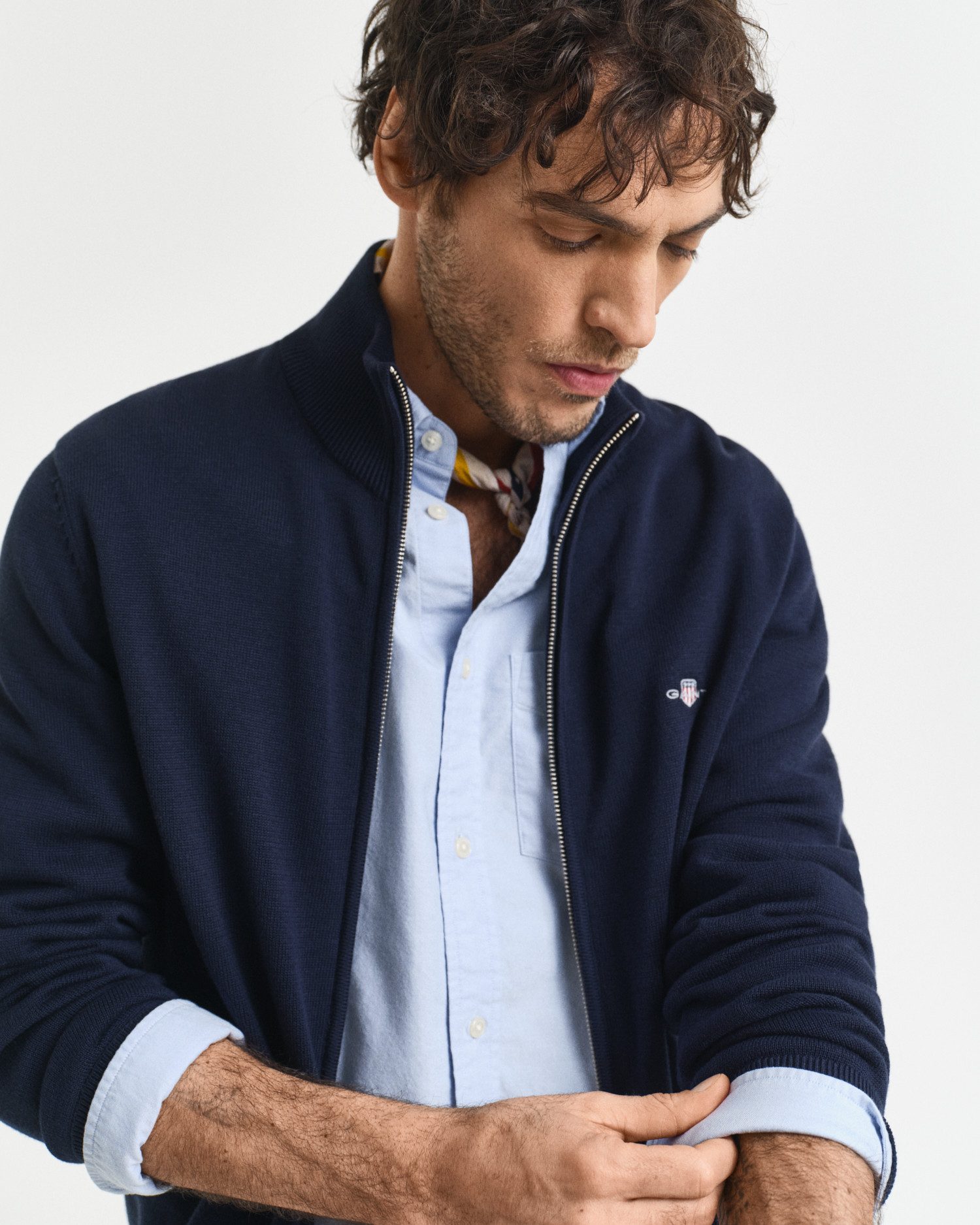 Gant Cardigan CASUAL COTTON ZIP CARDIGAN Met ribbels aan opstaande kraag, mouwen en zoom