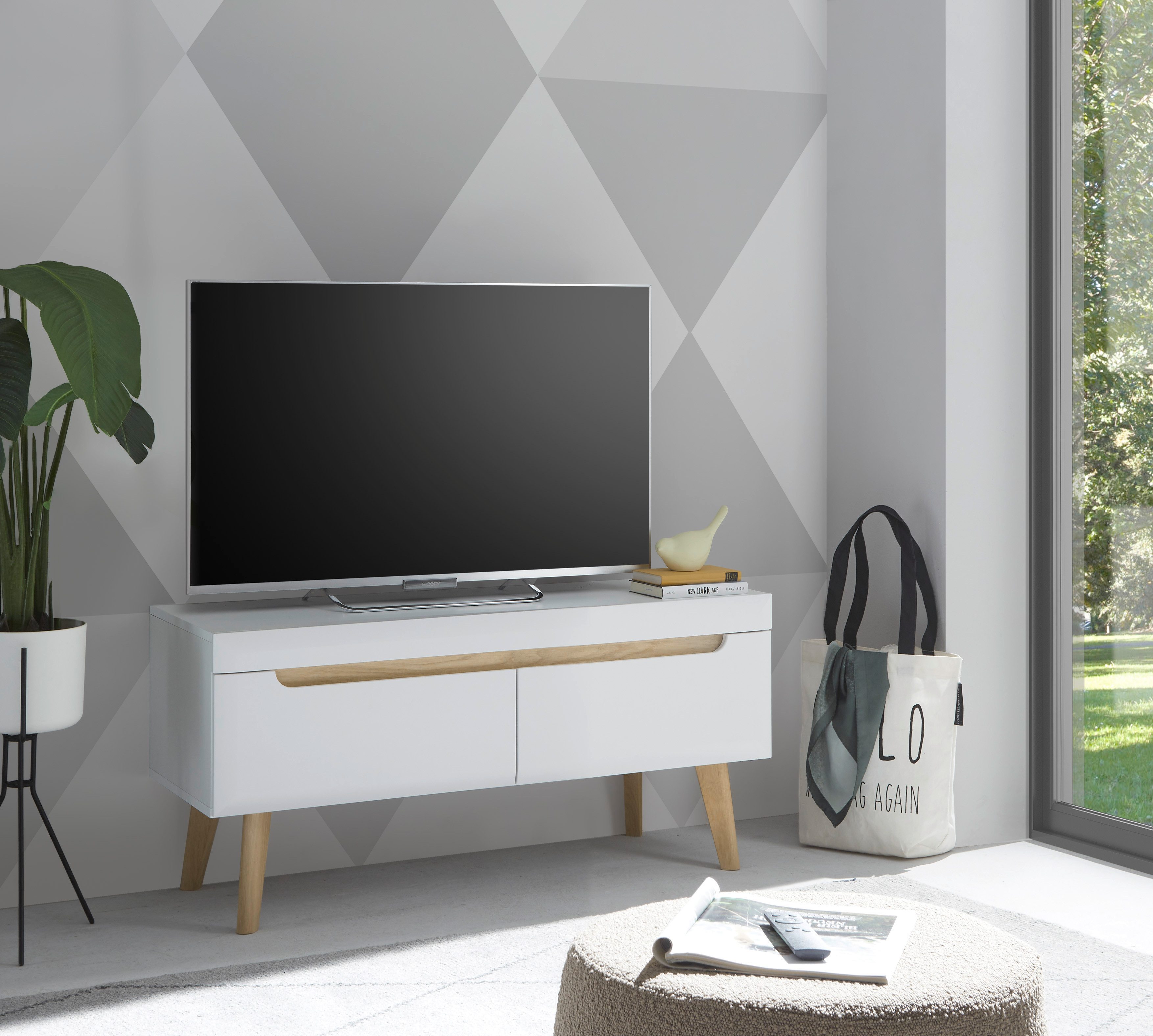 INOSIGN Tv-meubel Torge, TV-kast, TV-kommode, televisiekast, TV-bord afgeschuinde poten, drie kleuren, scandi design, 107 cm breed (1 stuk) lowboards