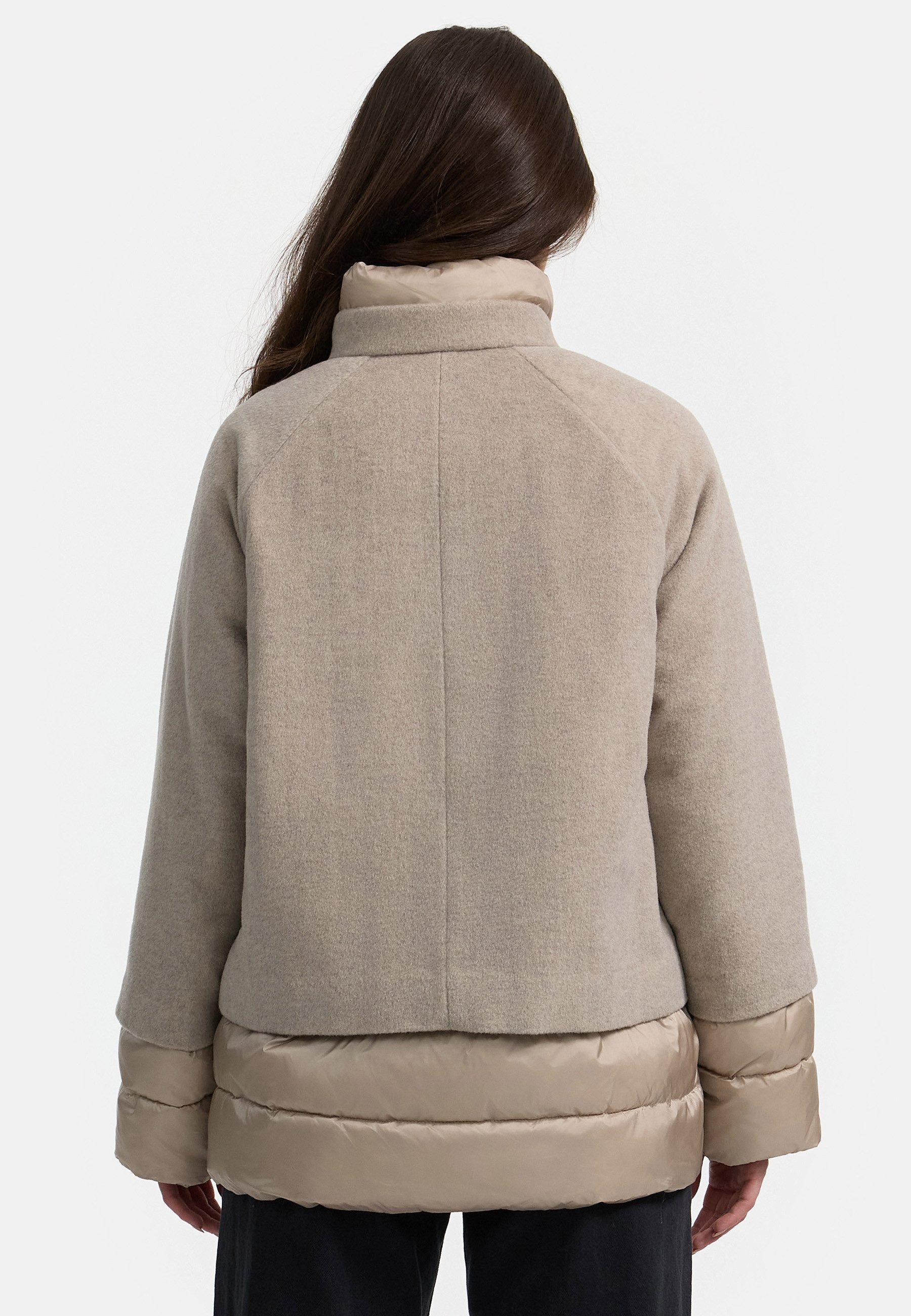 MANISA Winterjack met modieuze materiaalmix en wol