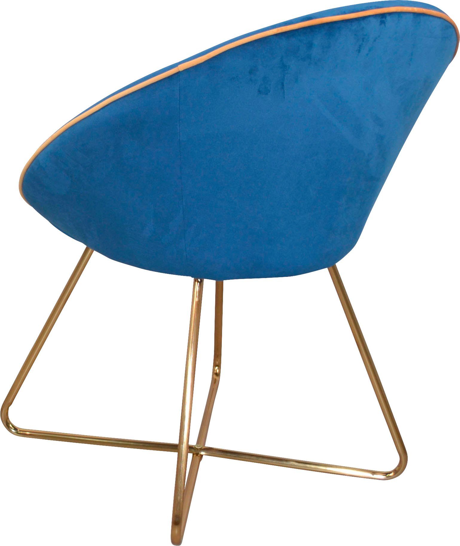INOSIGN Stoel Liano Fauteuil met frame van stalen buis, goudkleur, veloursovertrek (set, 2 stuks)