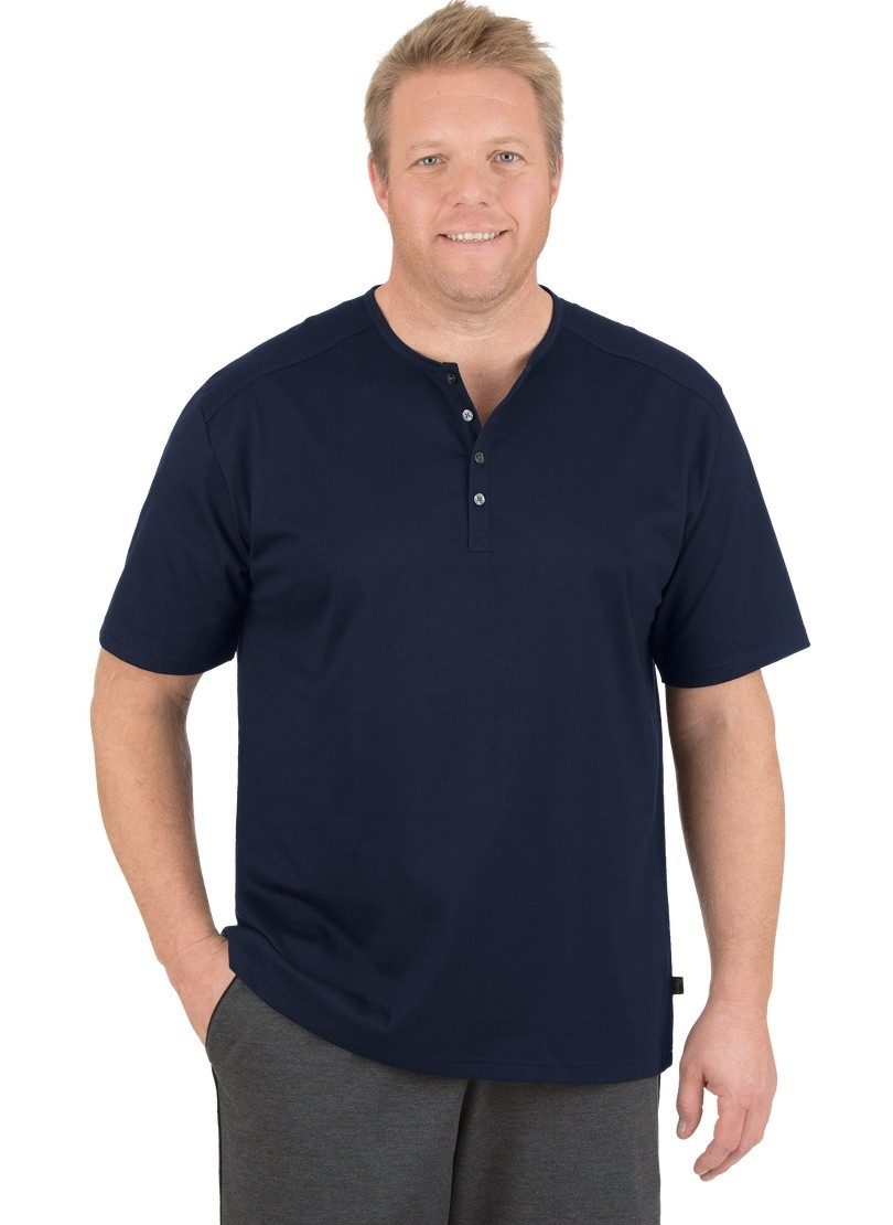 Trigema T-shirt TRIGEMA T-shirt met knooplijst DELUXE katoen (1-delig)