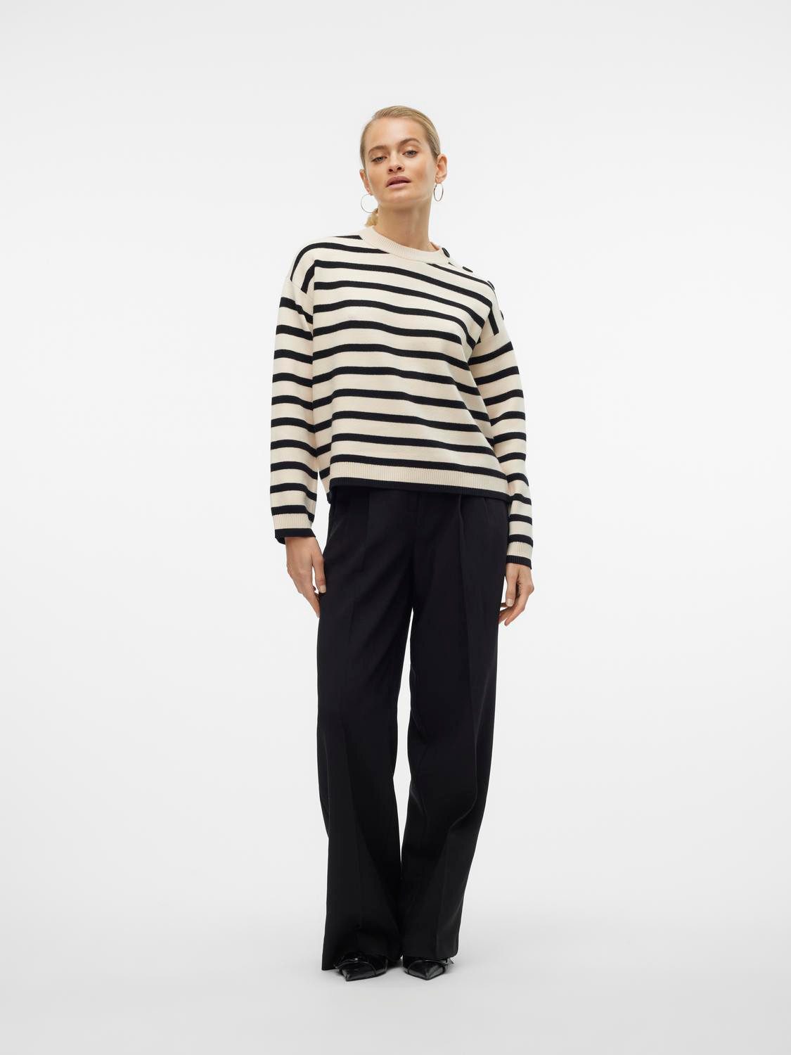 Vero Moda Trui met ronde hals VMSABA LS O-NECK BUTTON PULLOVER GA NOOS