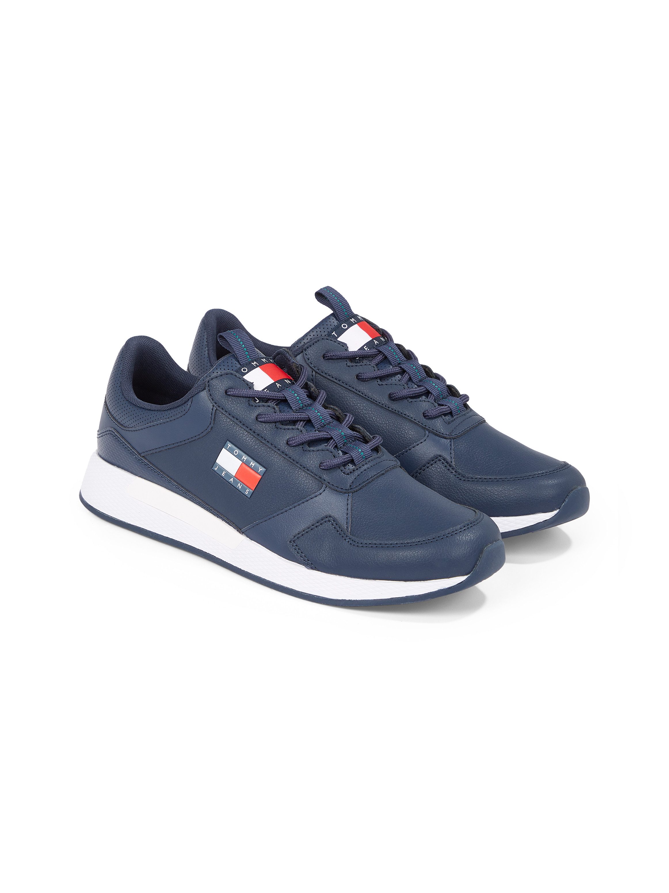 TOMMY JEANS Sneakers met sleehak TOMMY JEANS FLEXI RUNNER vrijetijdsschoen, lage schoen, veterschoen met zijlogo-vlag heren lage sneakers maat 43 EU