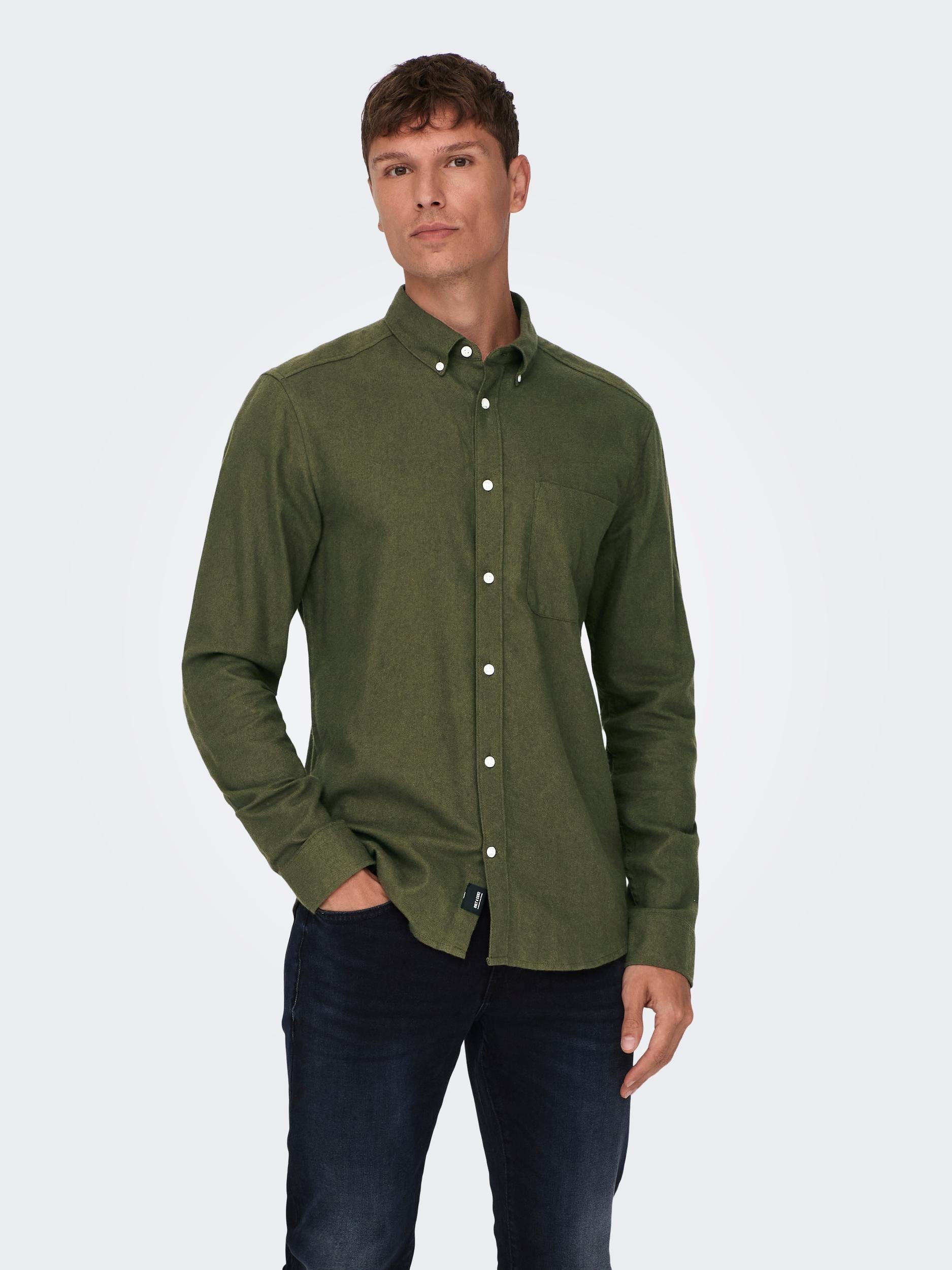 ONLY & SONS Overhemd met lange mouwen ONSGUDMUND SLIM 1-PKT SOLID SHIRT NOOS heren overhemden maat S groen