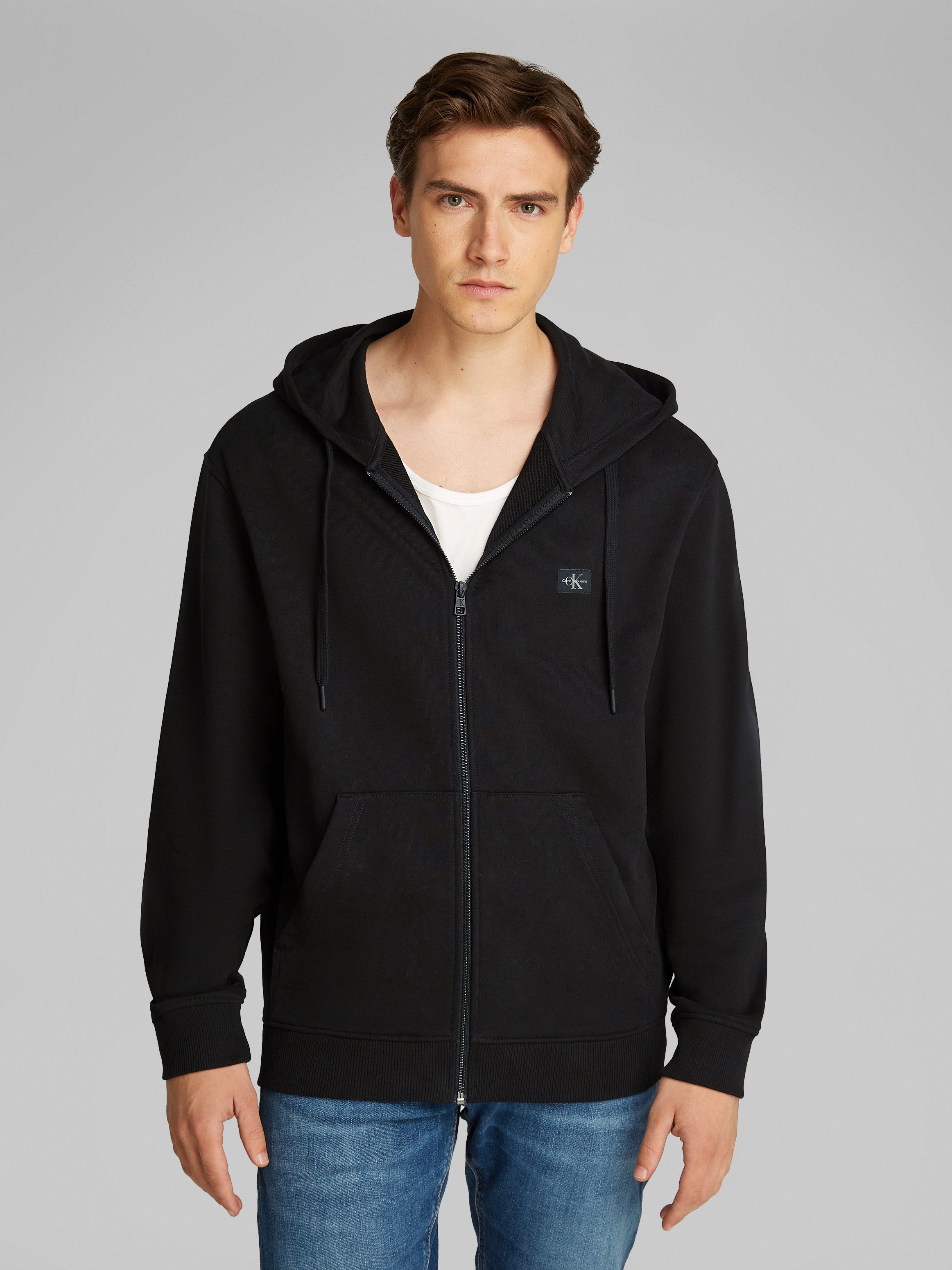 Calvin Klein Sweatvest WOVEN LABEL ZIP THROUGH HOODIE