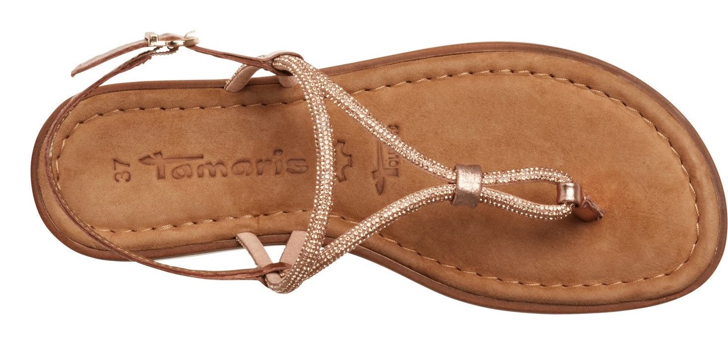 Tamaris Sandalen , plateau, sandalette, zomerschoen met glanzende strasssteentjes
