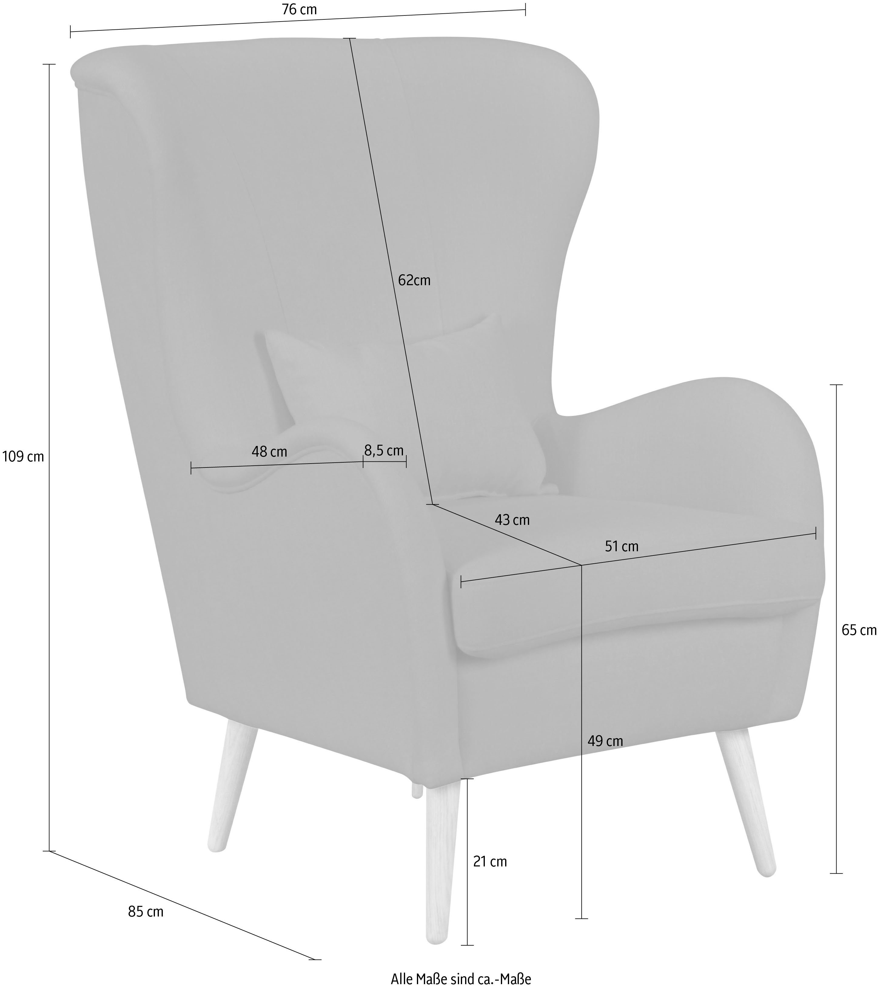 Guido Maria Kretschmer Home&Living Fauteuil Sallito, oorfauteuil, TV-stoel voor woonkamer, ook in velours cord