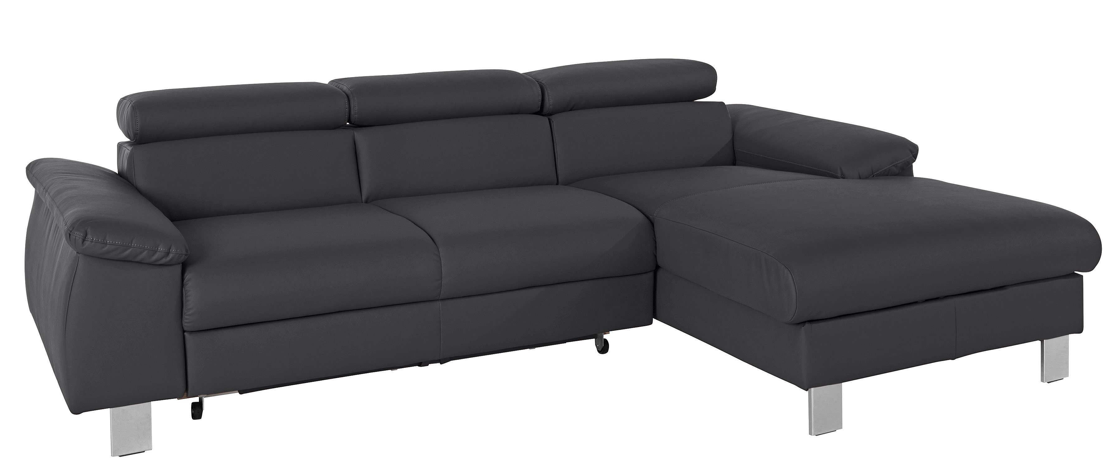 COTTA Hoekbank Komaris L-vorm met hoofdeindeverstelling keuze met bedfunctie, bedlade & verlichting