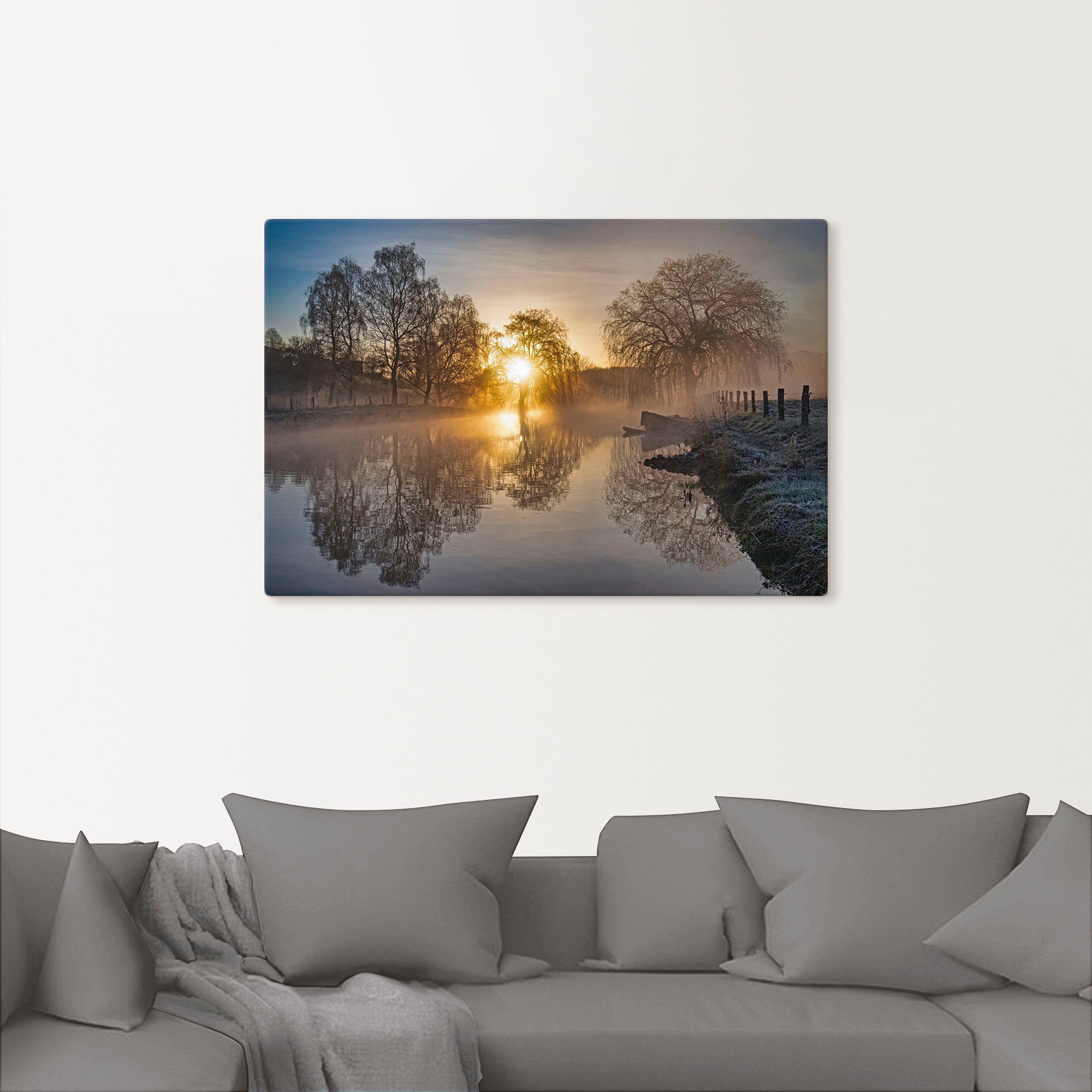 Artland Artprint op linnen Mystieke morgen aan de Trave