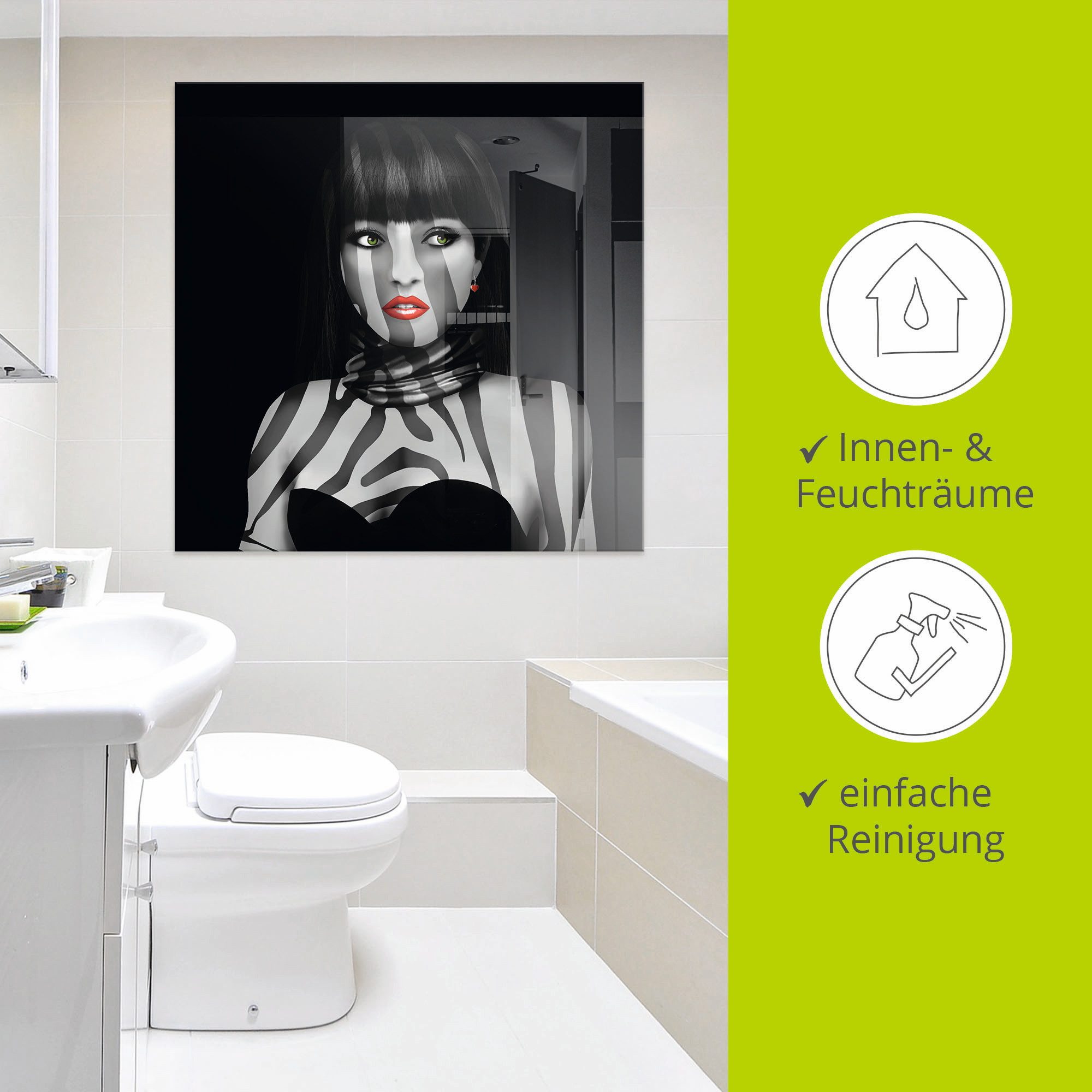 Artland Print op glas Exotische lady in verschillende maten