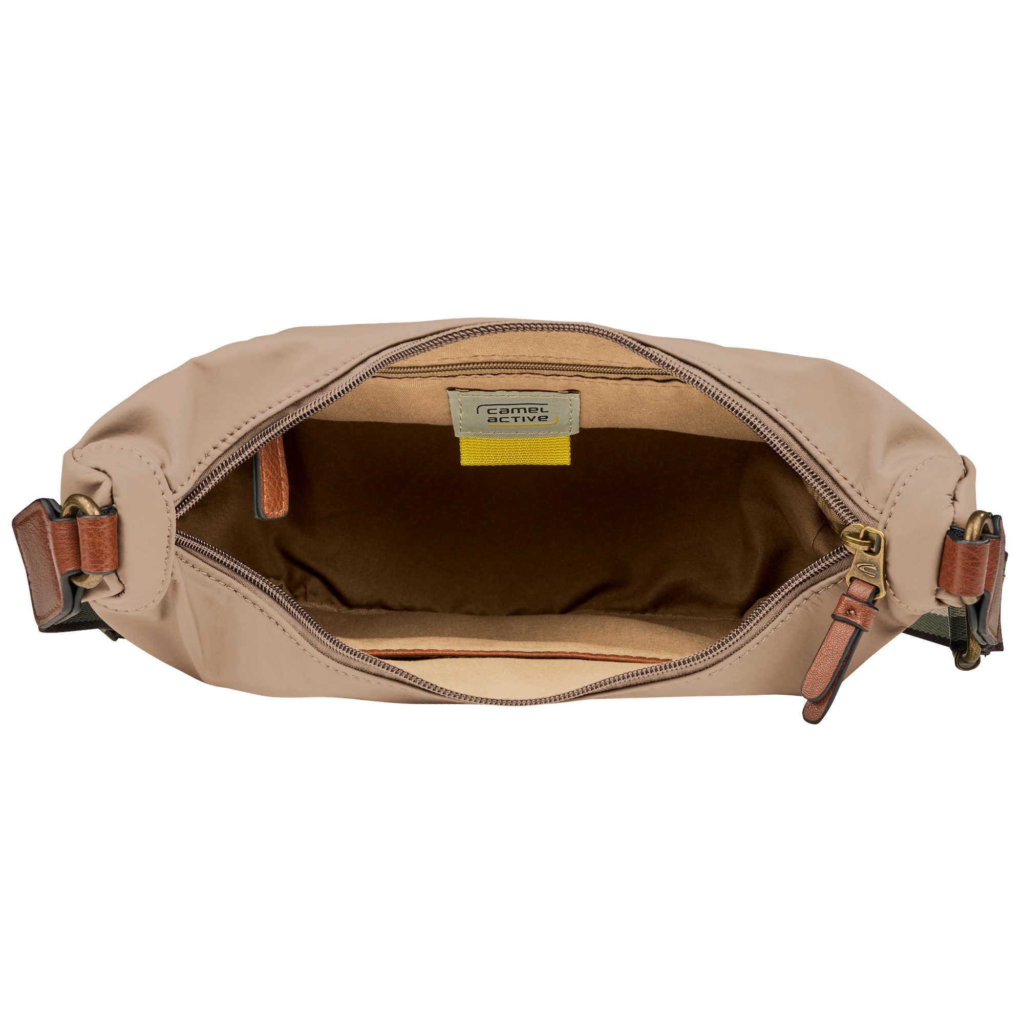 camel active Handtas Bari van hoogwaardig mat nylon met gestreept geweven band