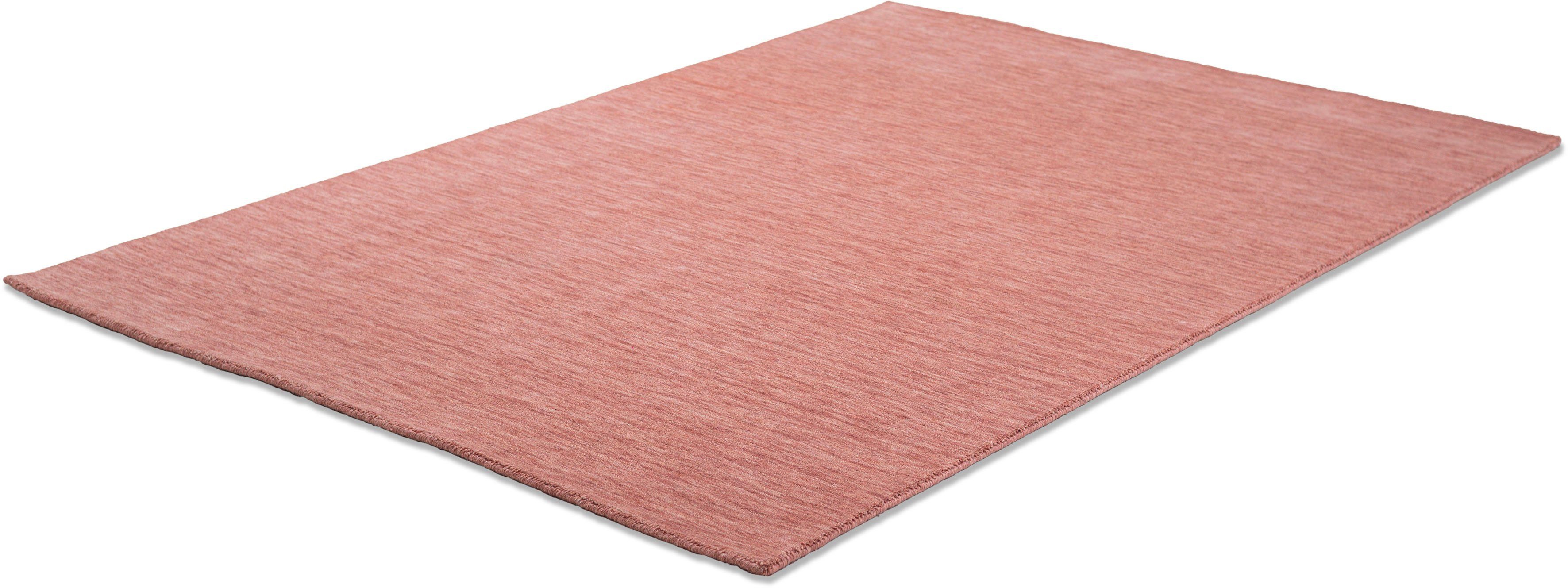 Sansibar Wollen kleed List Kortpolig, handgeweven tapijt, effen kleuren, 100% wol, handgeweven wollen vloerkleden maat 60 cm x 90 cm x 13 mm roze