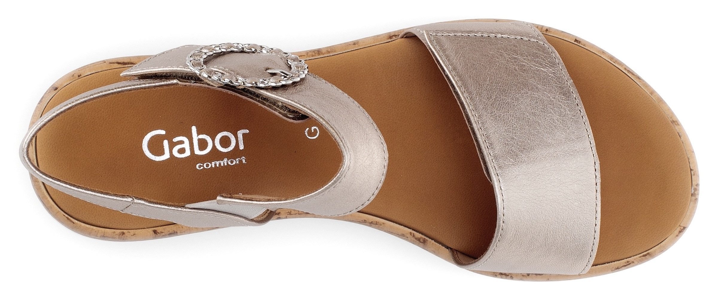 Gabor Sleehaksandaaltjes Rhodos , riemchensandaal, comfort-schoen, zomerschoen met mooie sierspeld