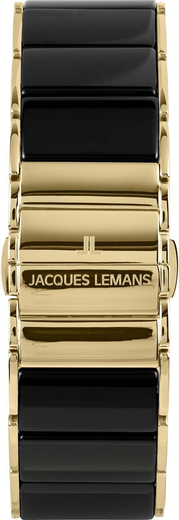 Jacques Lemans Keramisch horloge Dublin, 1-1940J Quartz horloge, armbanduhr, dameshorloge, parelmoer wijzerplaat, keramische band