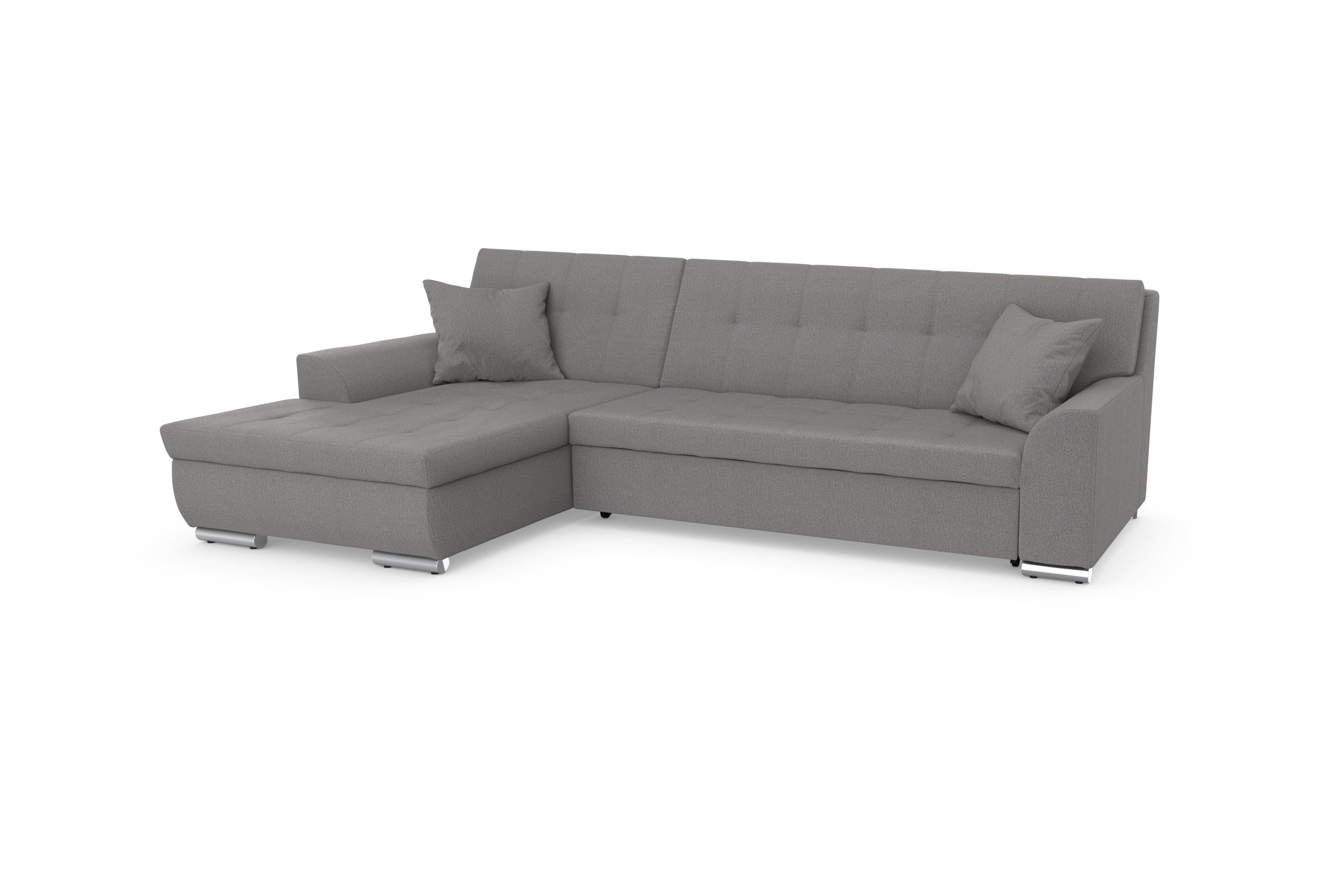 DOMO collection Hoekbank Treviso veel bekledingen, ook in cord, L-vorm, B/D/H: 267/80/83 cm optioneel met slaapbank functie, incl. sierkussens, hoogwaardig doorgestikt patroon