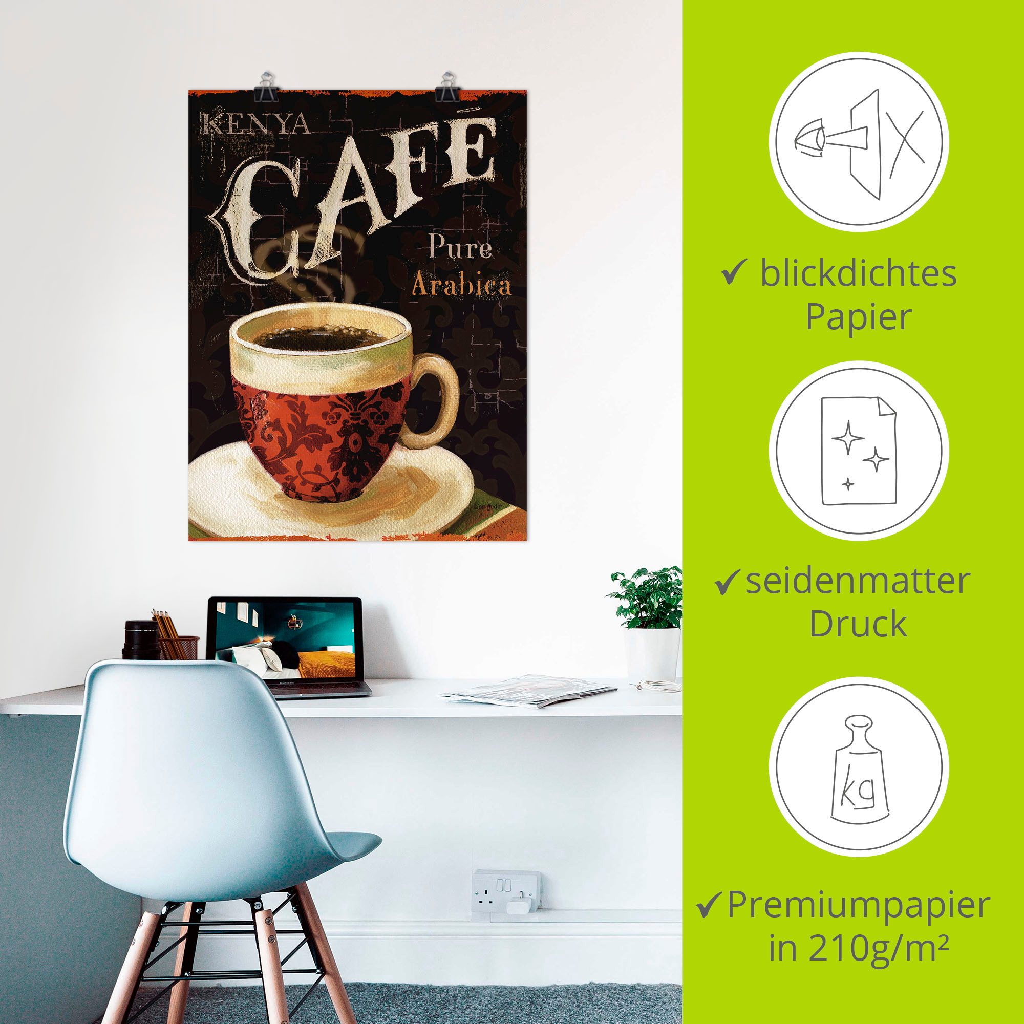 Artland Artprint De koffie van vandaag als artprint op linnen, poster in verschillende formaten maten