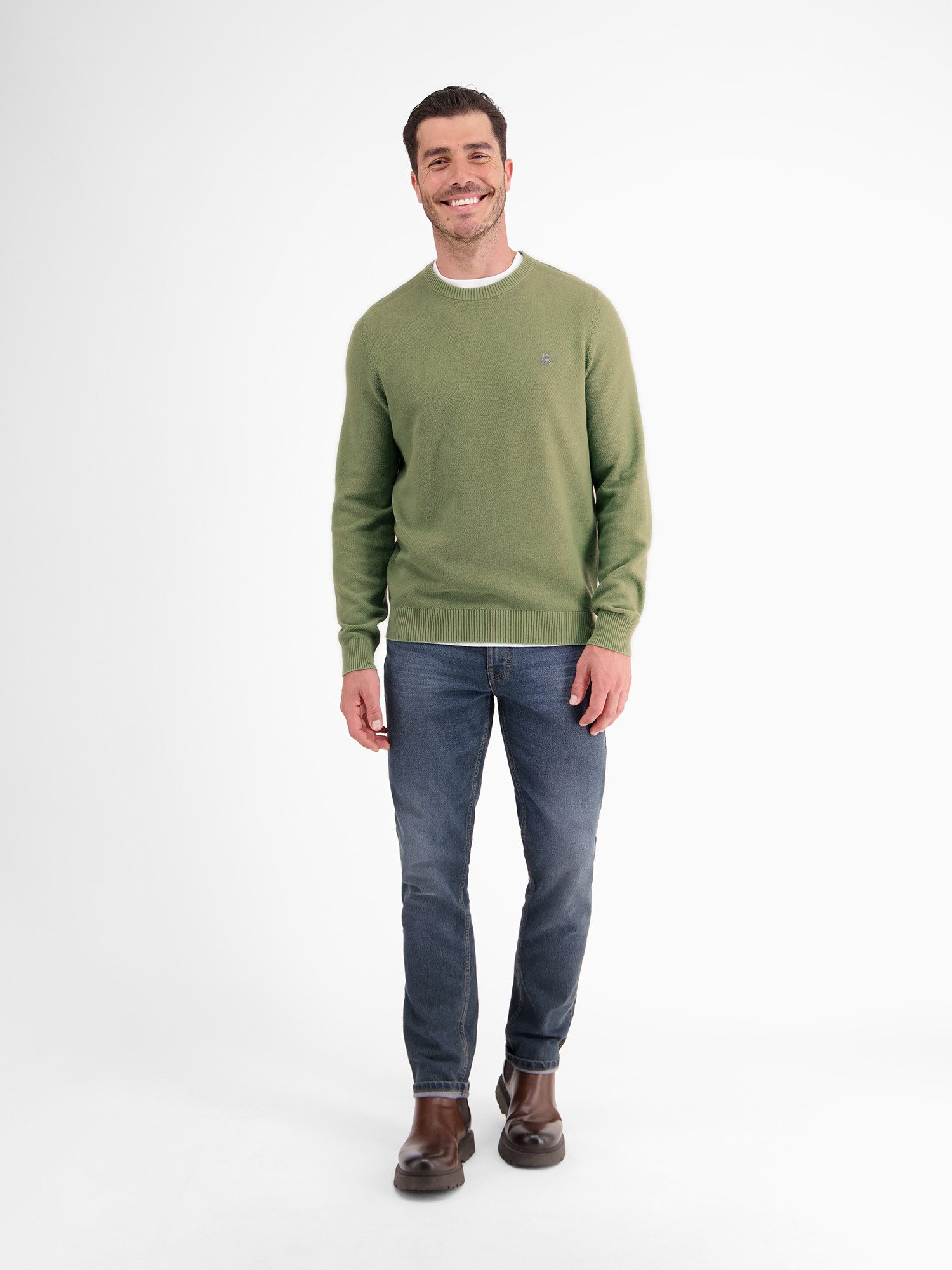 Lerros Gebreide trui LERROS lichte gebreide pullover met smalle ribstructuur