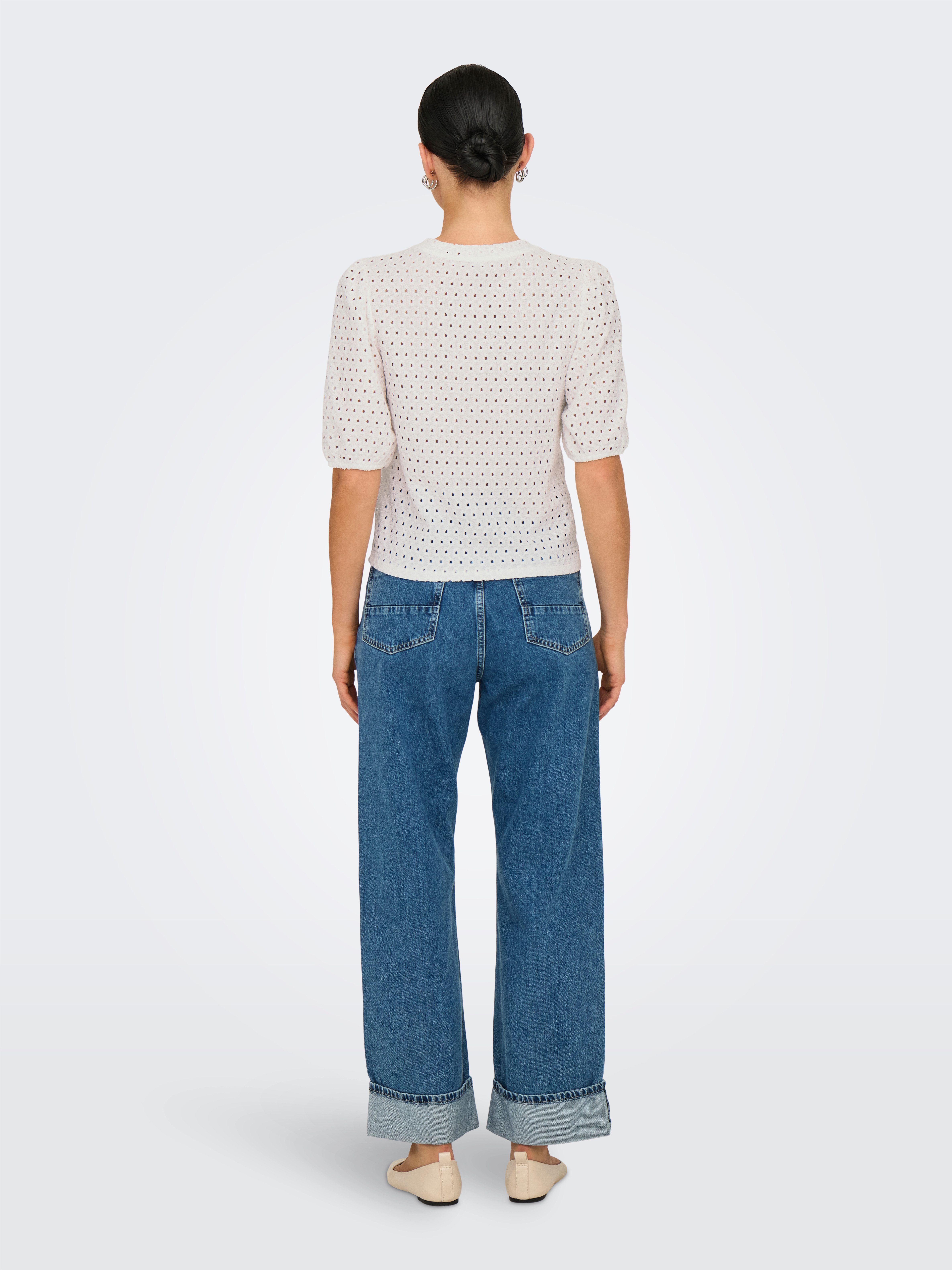 Only Shirt met korte mouwen ONLELISA S/S O-NECK TOP BOX JRS