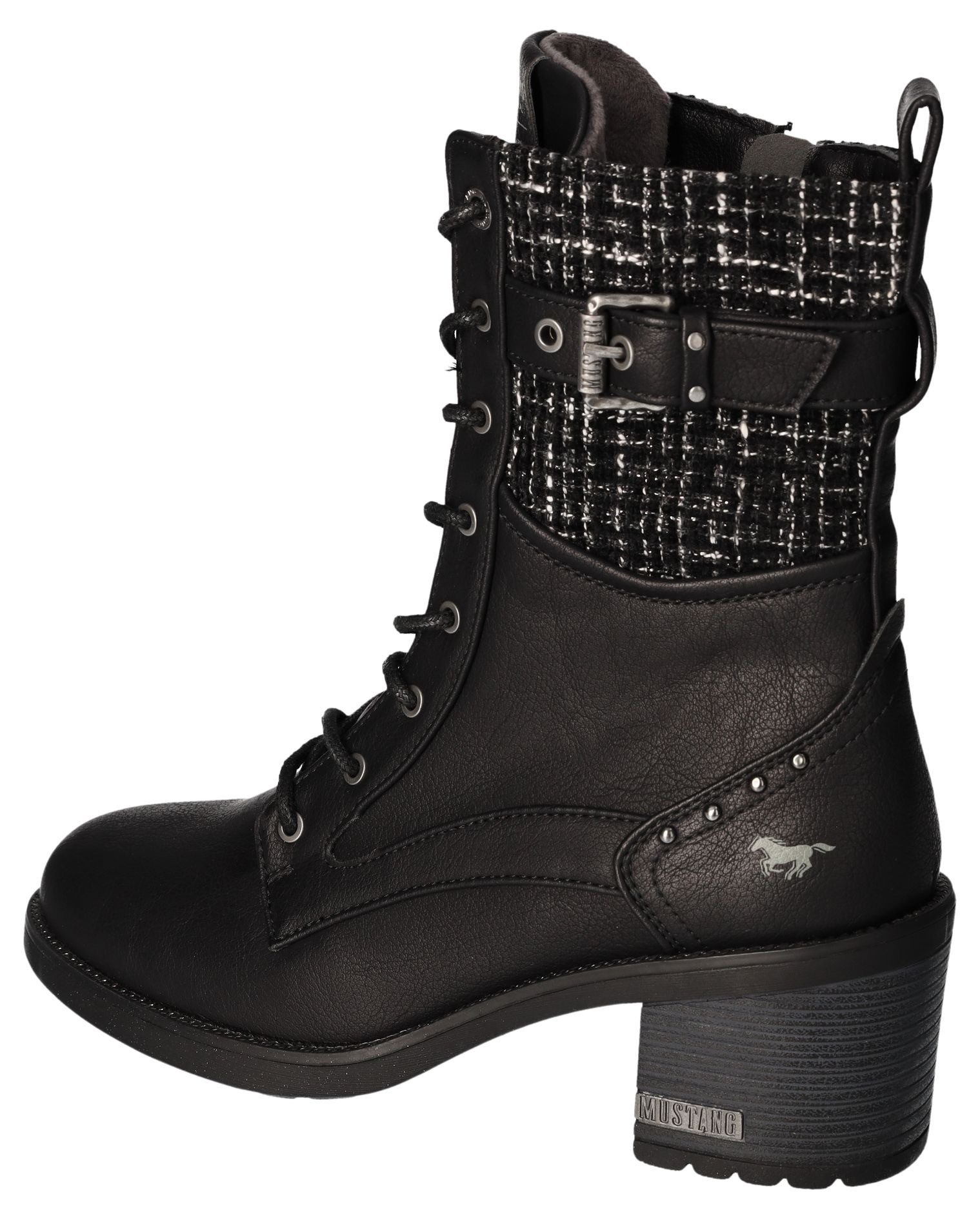 Mustang Shoes Winterlaarsjes Plateau enkellaars, veterschoenen met praktische binnenrits