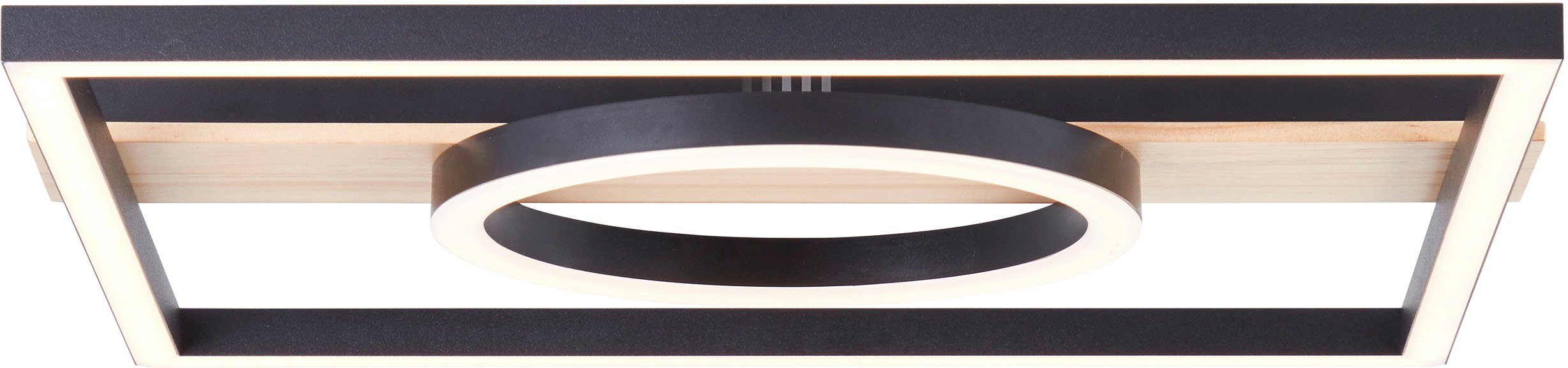 my home Led-plafondlamp Lysann plafondlamp 42 x 40 cm, 24 w, 2700 lumen, 3000 k, hout/metaal, bruin/zwart (1 stuk)