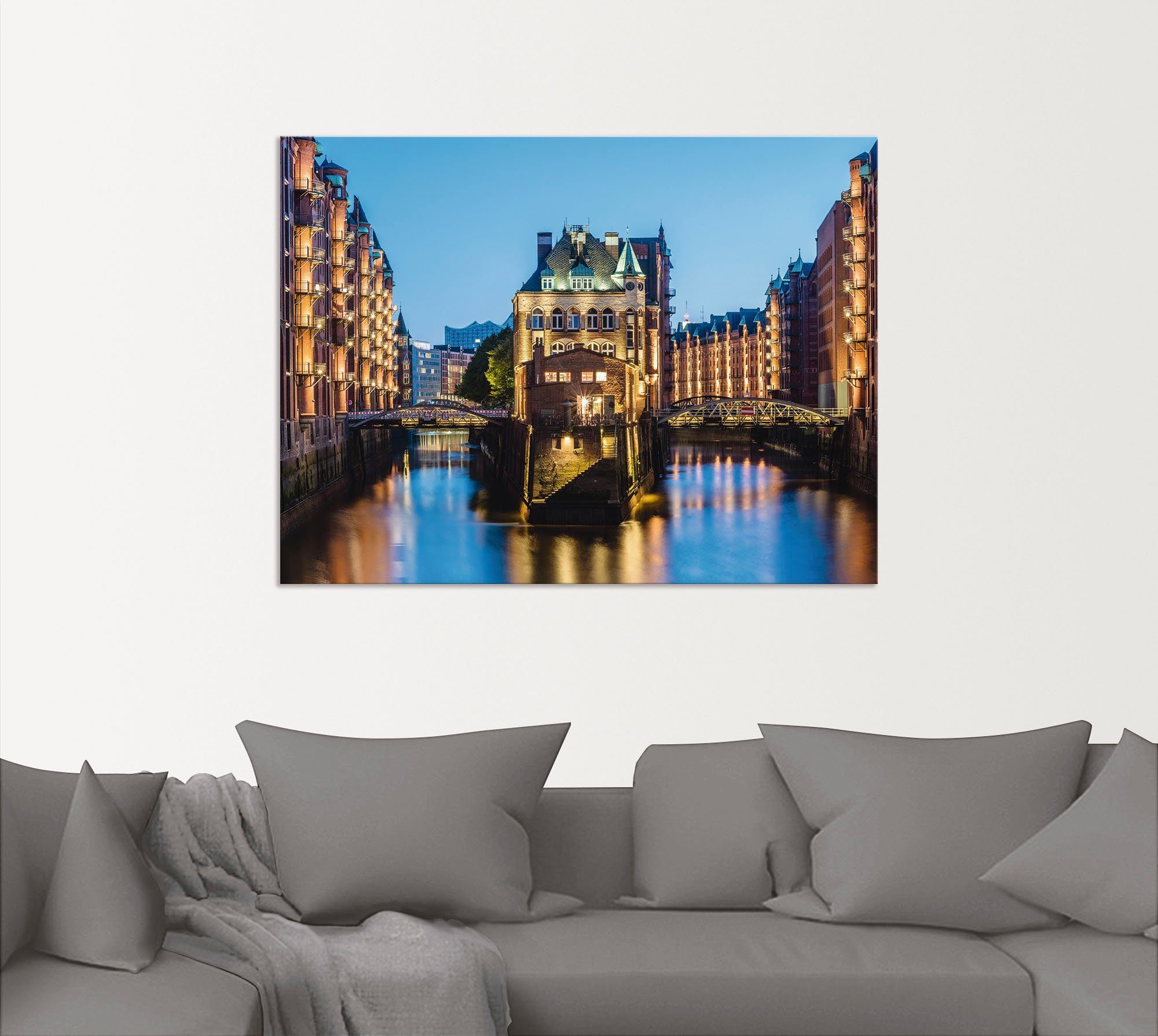 Artland Artprint Hamburg Waterkasteel in Speicherstadt 2 als artprint van aluminium, artprint voor buiten, poster in diverse formaten