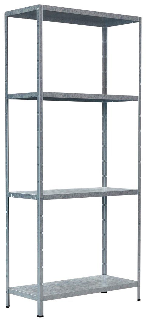 SCHULTE Regalwelt Stellingkast Montagesysteem basiskast Metaal verzinkt, 1800x800x350 mm, 4 planken rekken zilver(kleur)