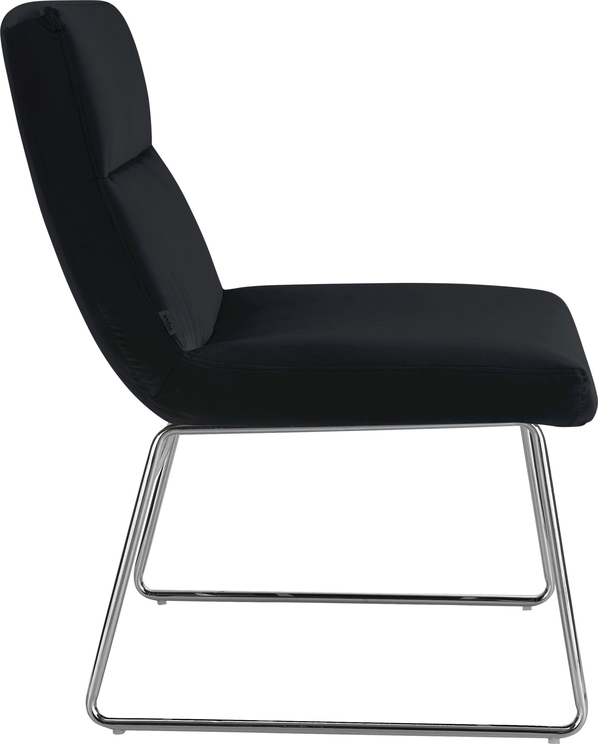 andas Fauteuil Gil, loungestoel woonkamer, Fluwelen bekleding, in drie kleurvarianten, zithoogte 47,5 cm