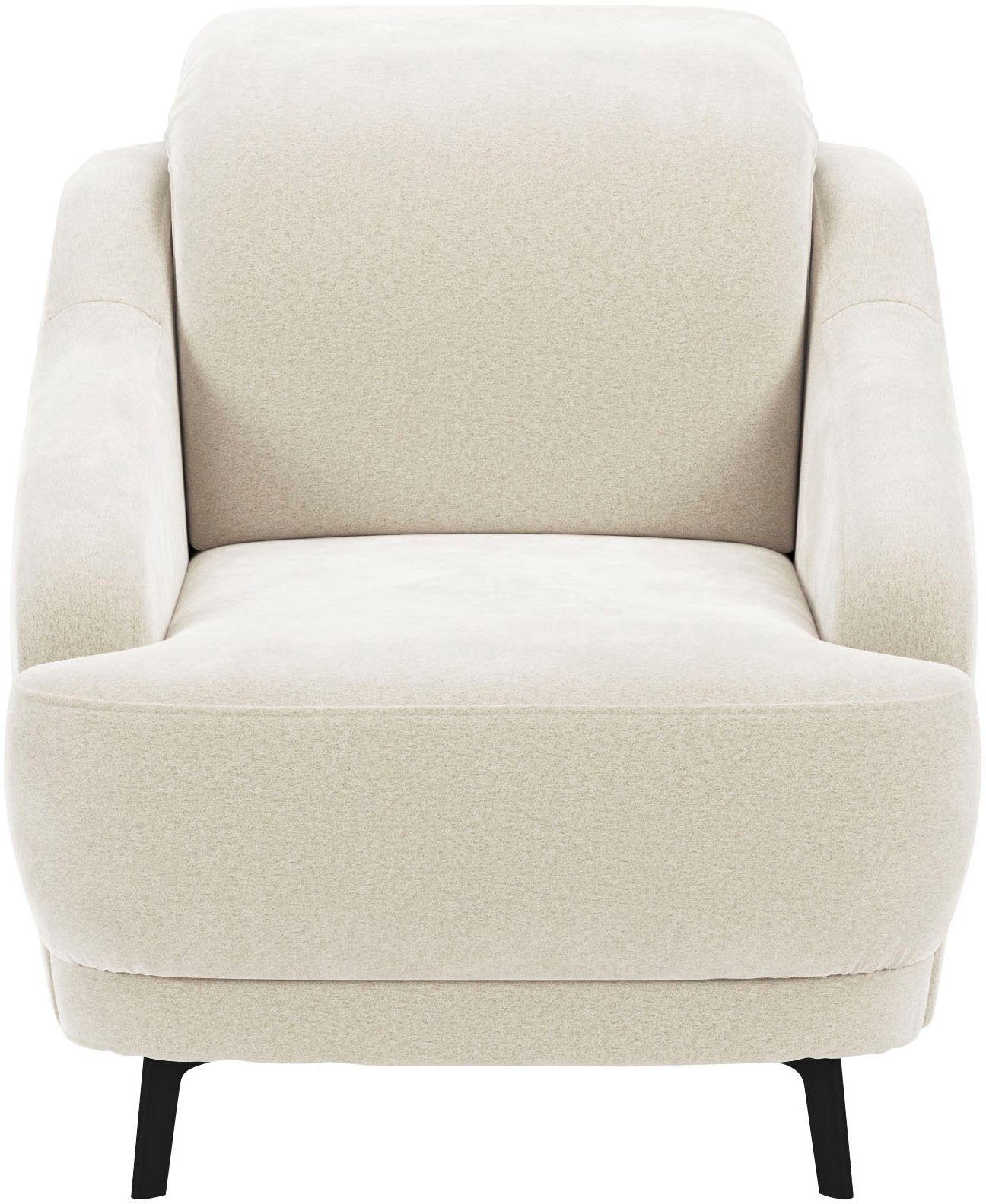 sit&more Fauteuil Blues met metalen poten, matzwart (1 stuk) fauteuils maat Luxe-microvezel ALTARA NUBUCK beige