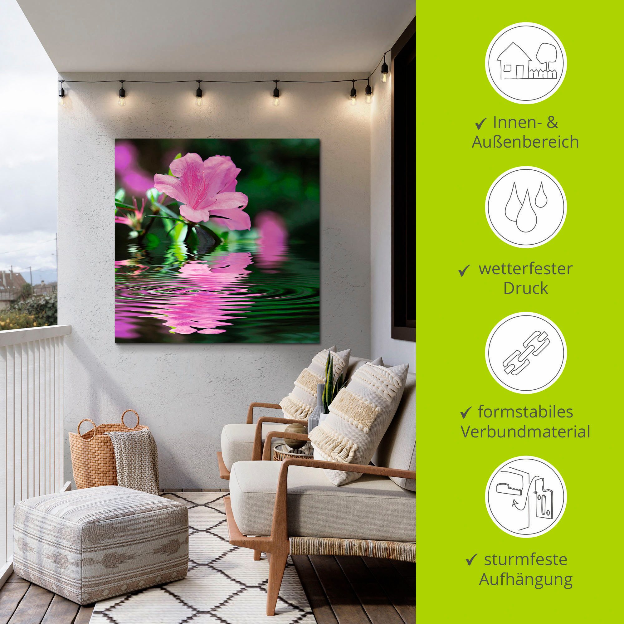 Artland Artprint Azalee als artprint van aluminium, artprint voor buiten, artprint op linnen in verschillende maten