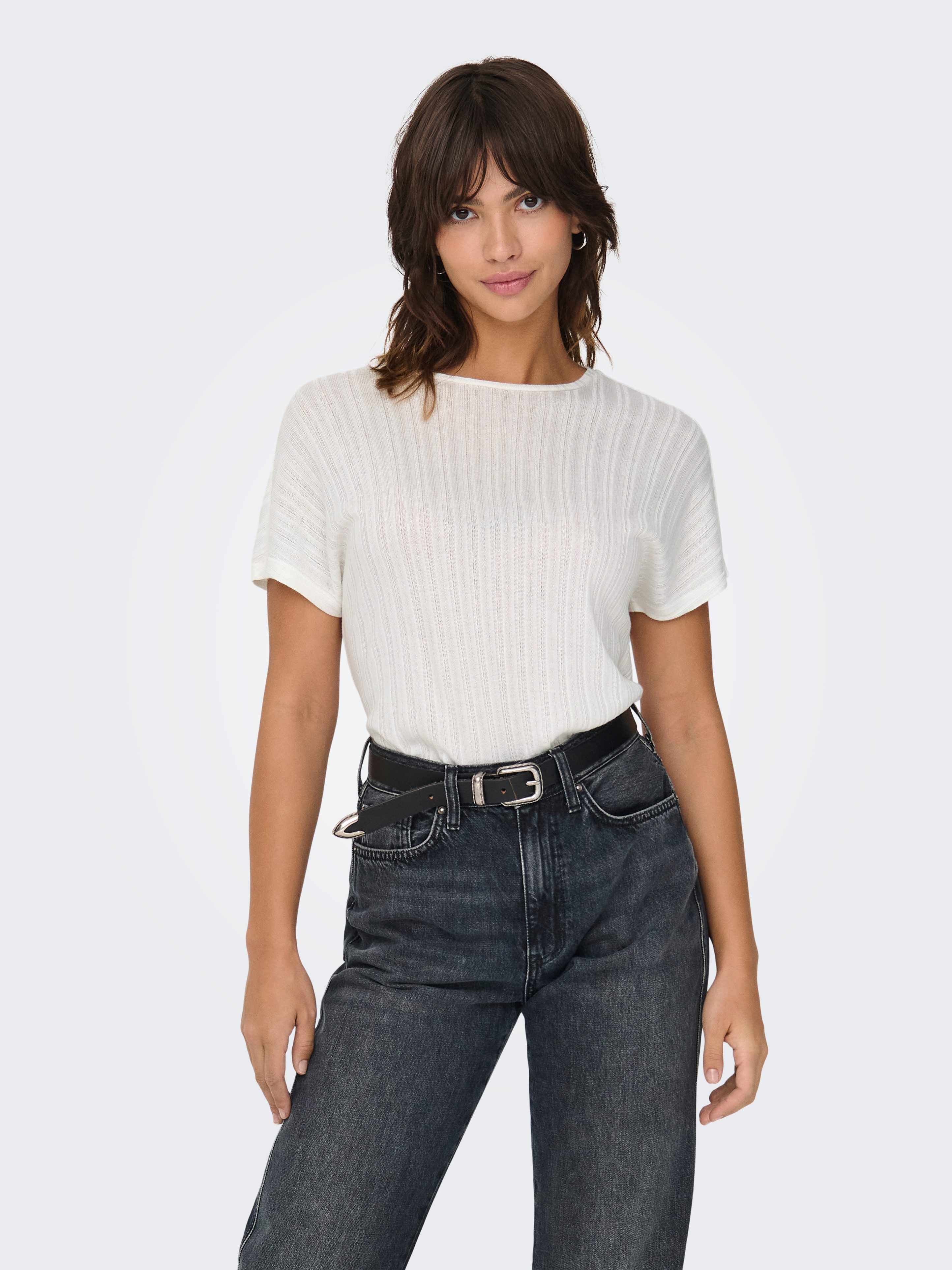 Only Shirt met korte mouwen ONLIRINA S/S O-NECK TOP JRS NOOS