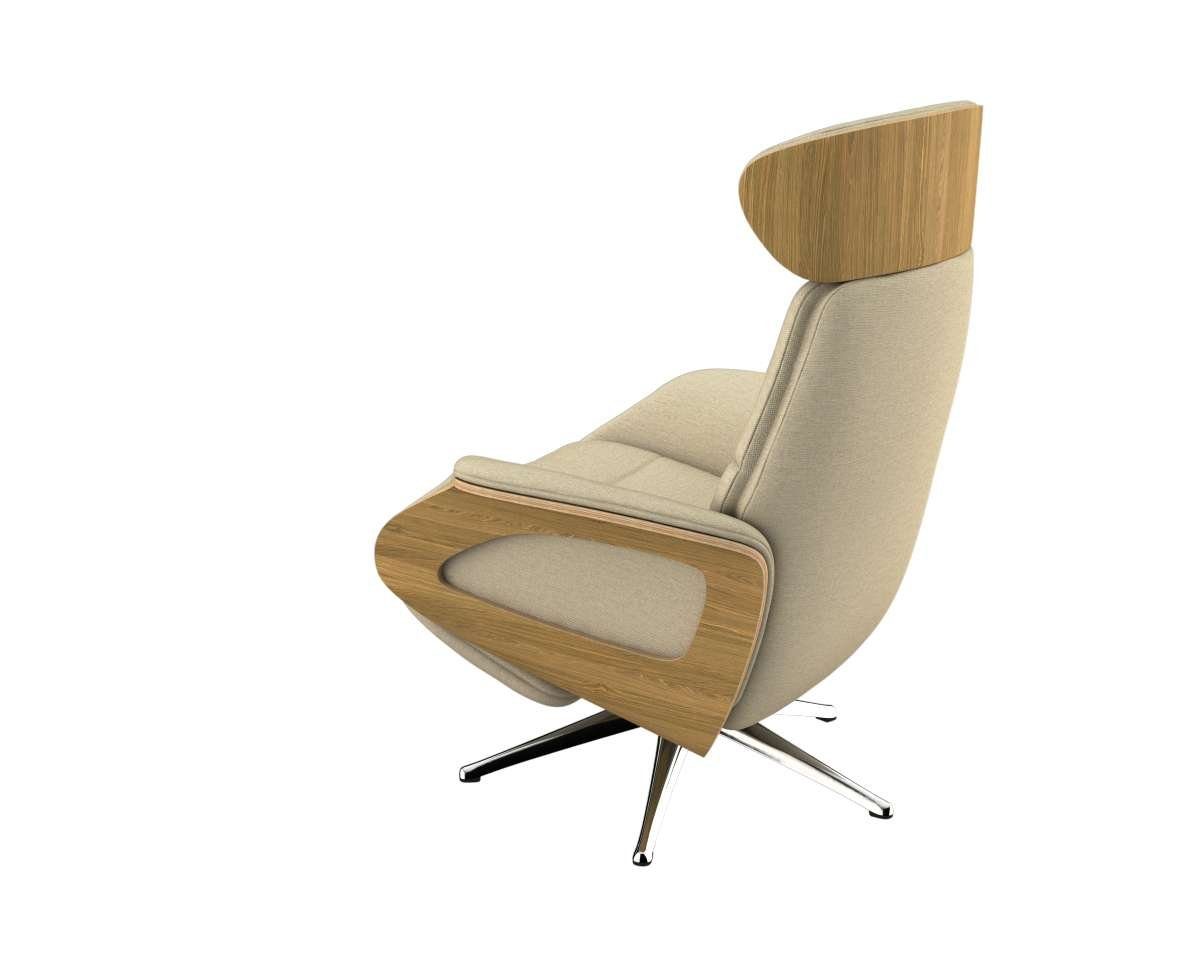 FLEXLUX Relaxfauteuil Clement praktische elektrische fauteuil Maat M, elektrische rug- en voetensteun, accu, armleuning Eiken, aluminium voet