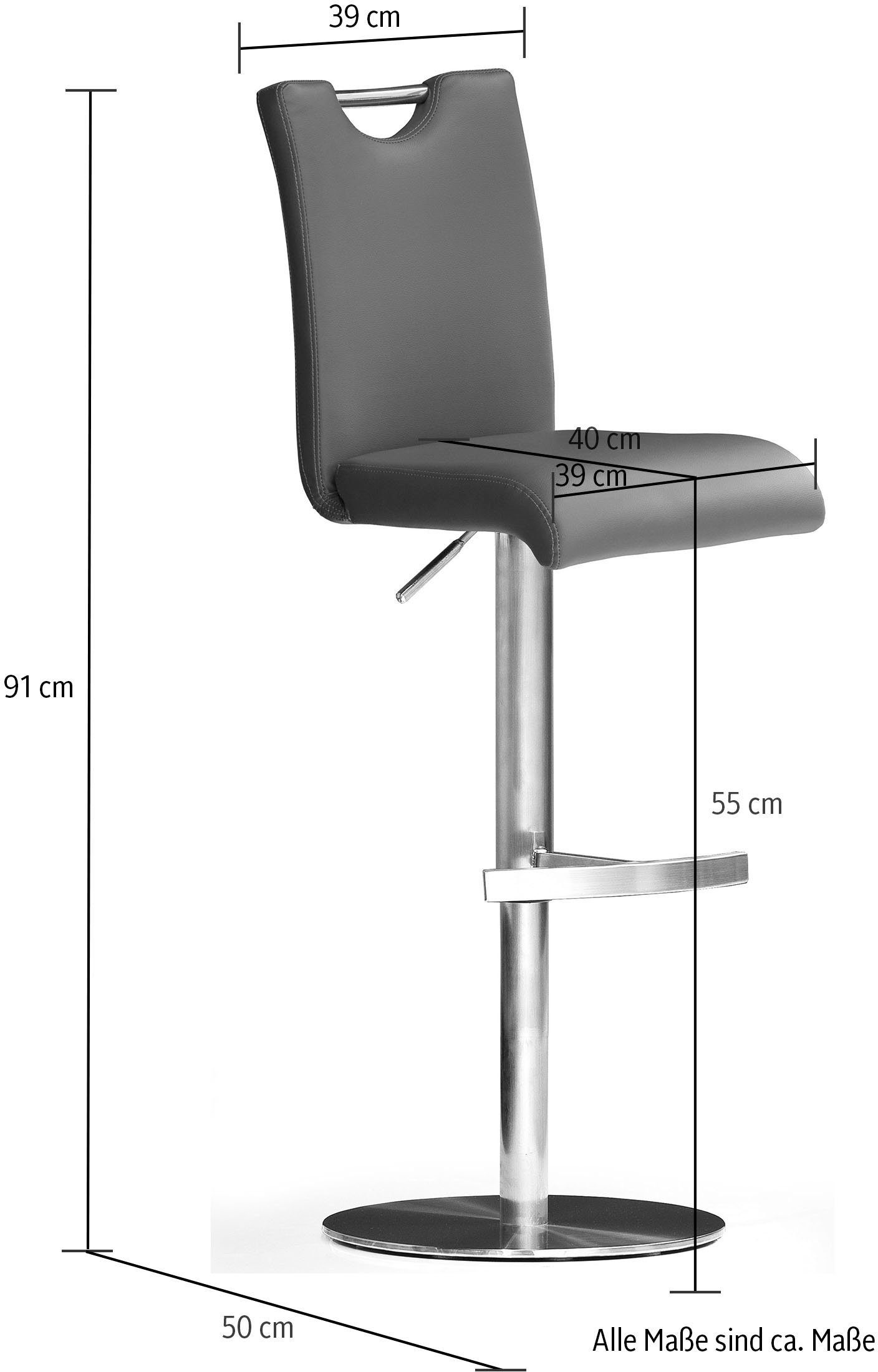 MCA furniture Bistrostoel BARBECOOL met rugleuning, ronde voetplaat, 360° draaibaar, zithoogte van 55-80 cm